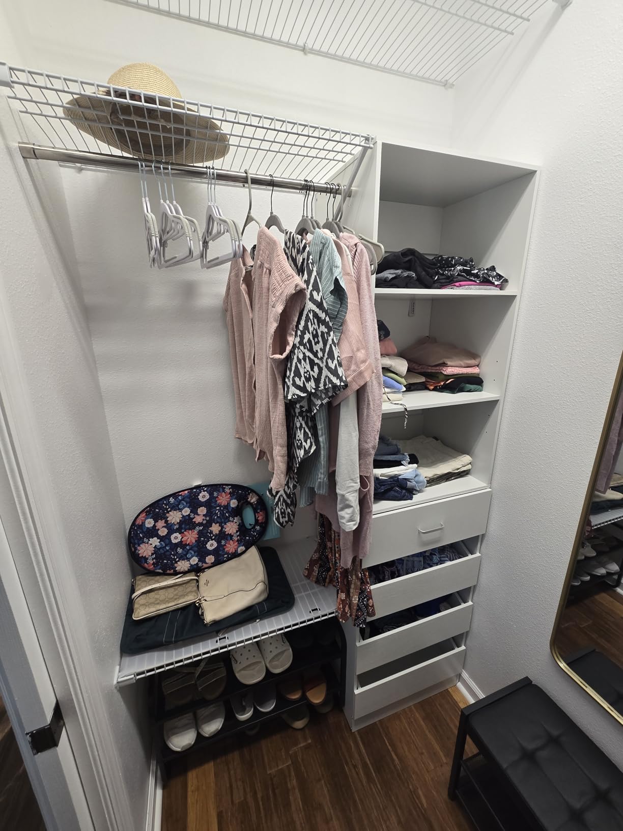 Aheaplus Closet System, 6-15Ft Closet Organizer with 8 Wooden Drawers, Wood Closet Organizer System with Tower, Walk-in Closet Organizer Wardrobe Clothes Rack with 4 Hanging Rods, Garment Rack, White customer photo 1
