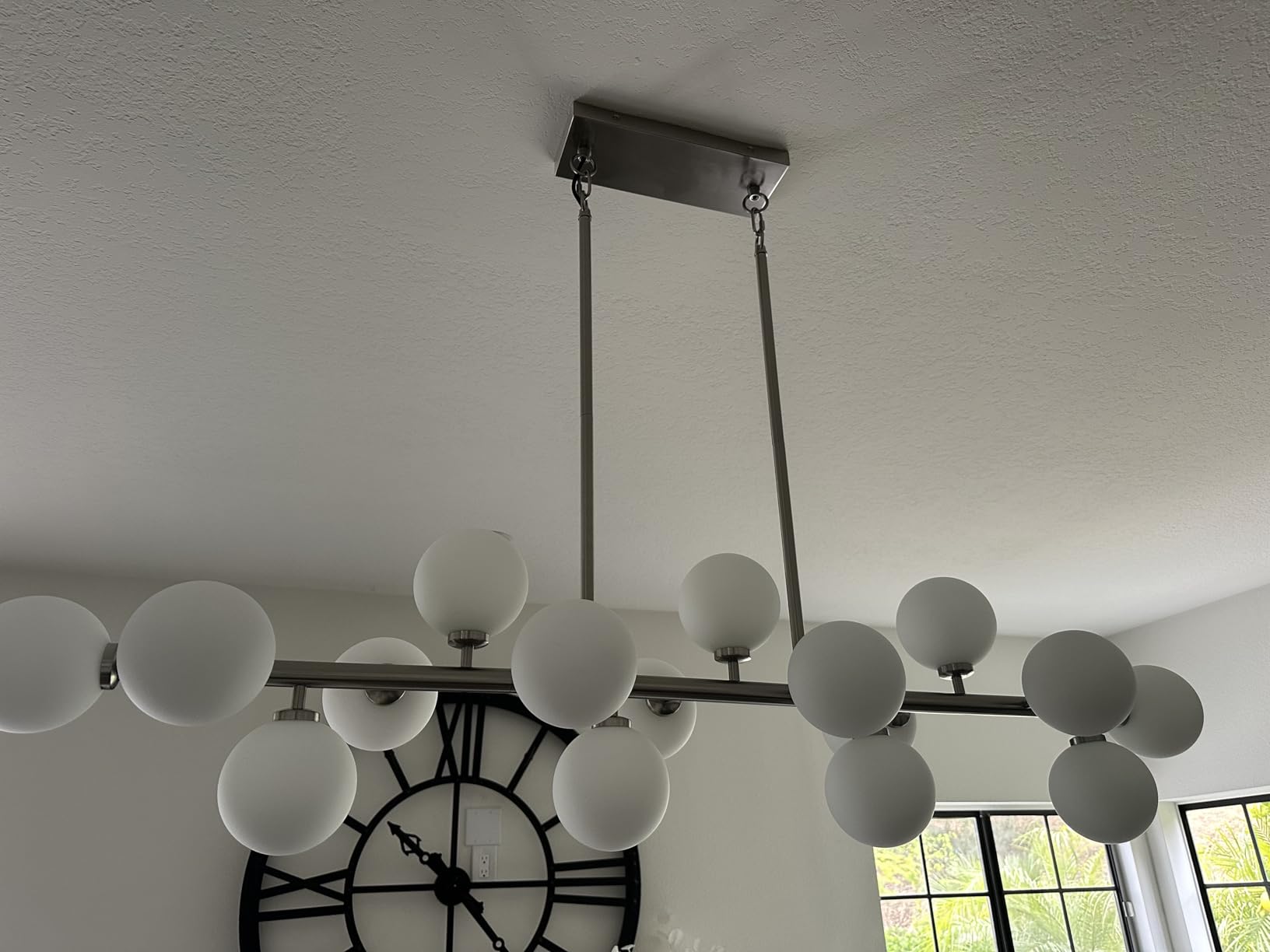 55-Inch Long Brass Gold Globe Sputnik Linear Chandelier, 16 Lights Mid Century Modern Dining Room Fixture customer photo 1