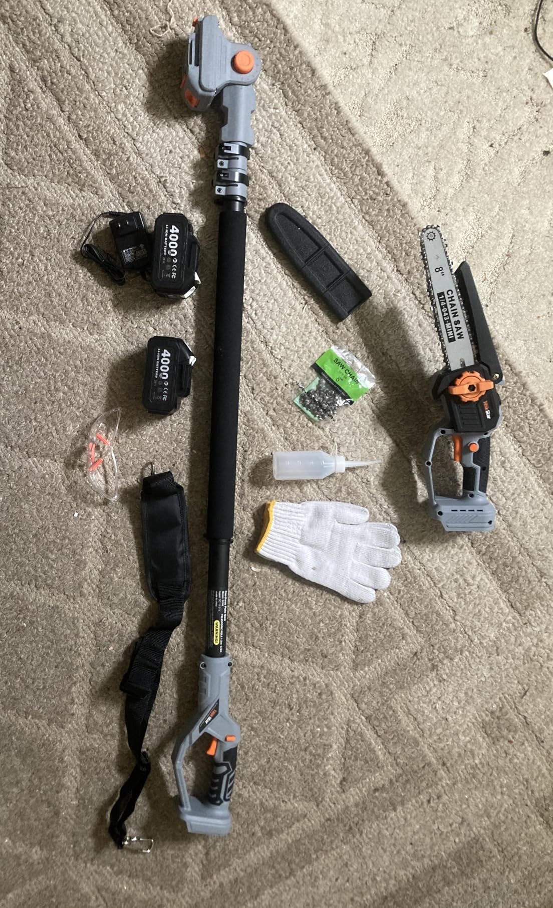TaskStar 2-in-1 Pole Saw for Tree Trimming, 8-Inch Cordless Brushless Chainsaw with Adjustable Extension Pole, 2x4.0Ah Rechargeable Batteries & Charger, Auto Oiling, 15 Ft Max Reach customer photo 1