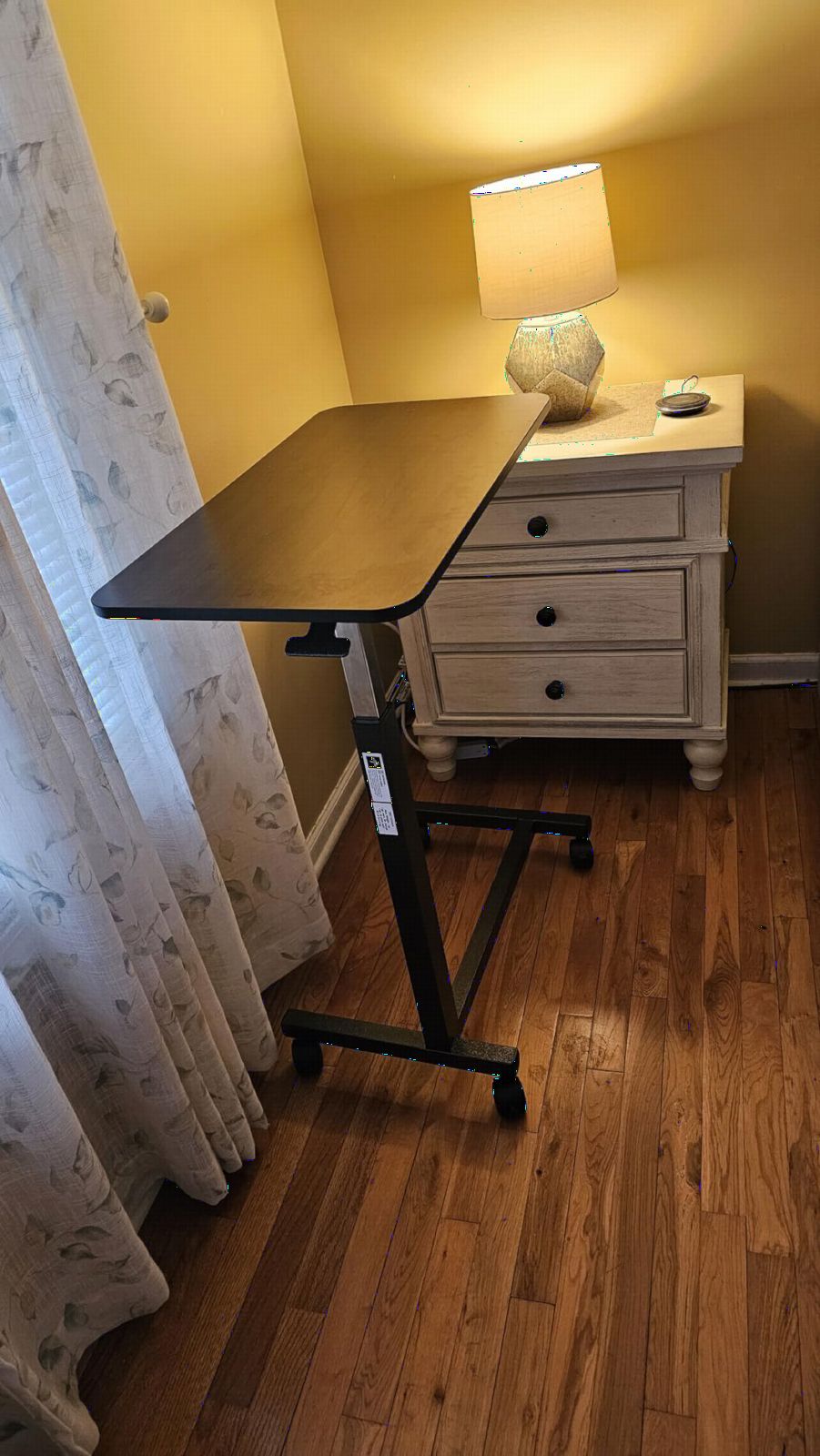 DR. DUNLEY Adjustable Overbed Table on Wheels – Height Adjustable from 30” to 42” – H-Base Rolling Bedside Table for Home, Hospital & Nursing Use – Supports 50 lbs – 15” Wide Surface customer photo 1
