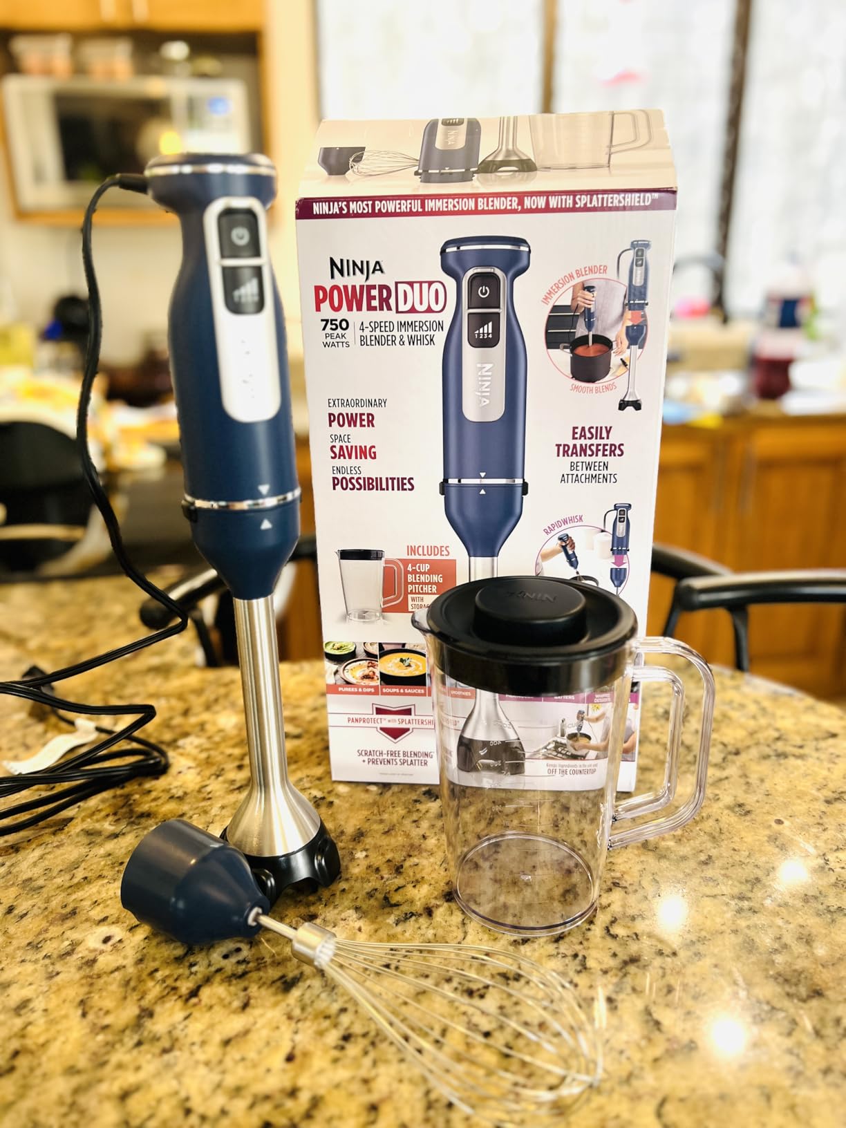Ninja Immersion Blender and Whisk, Hand Stick Blender, 4 Speeds, with SplatterShield and PanProtect, 4-Cup Blending Vessel, Dishwasher Safe, 5-ft Cord, Ergonomic, Deep Navy, CI201ND customer photo 2