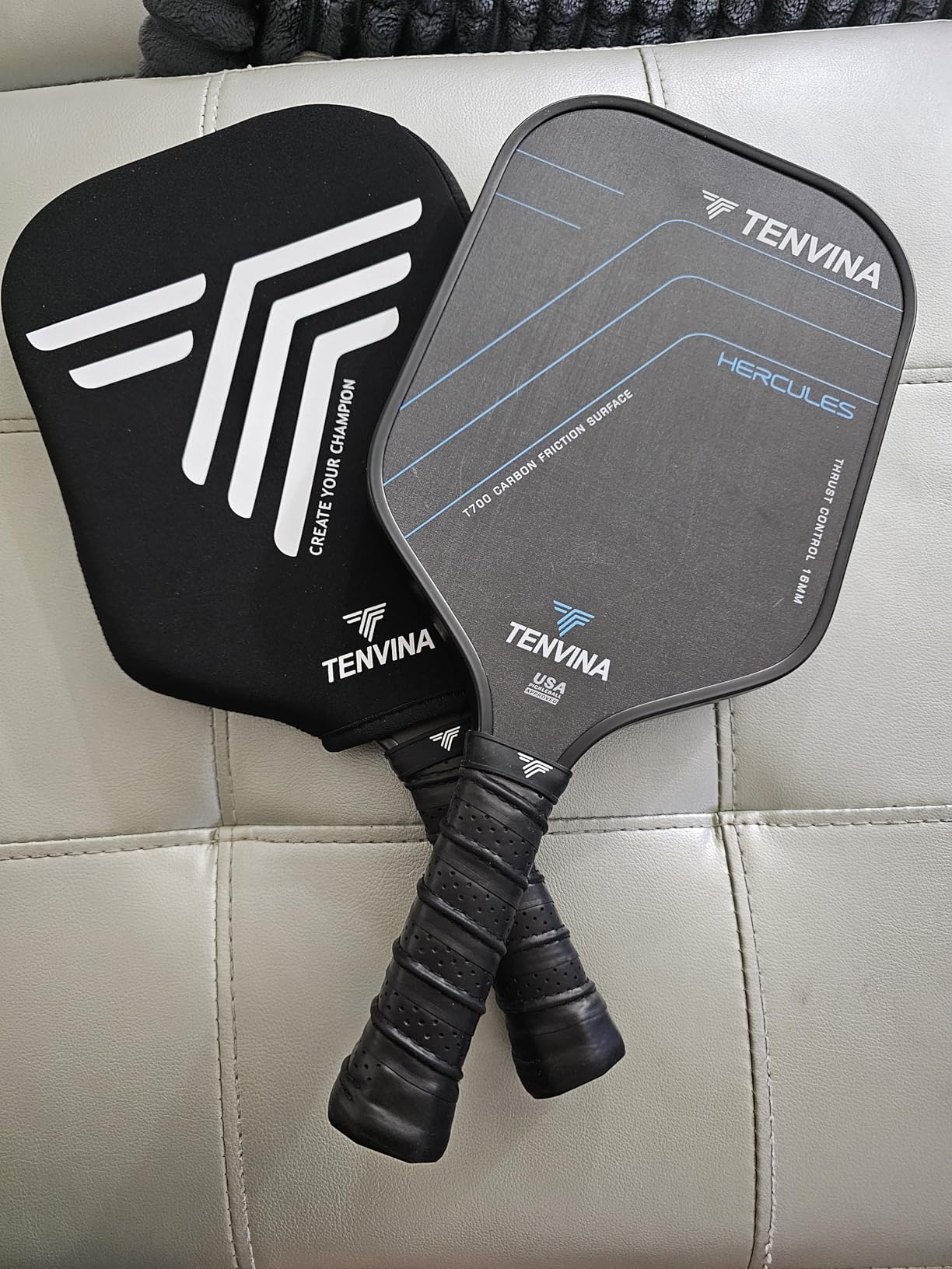 TENVINA Pickleball Paddles, Multi-Layer T700SC Textured Carbon Fiber Pickleball Paddle, Pickle Ball Paddle with Strong Spin & Power Surface, 4-Types of Shapes and Thicknesses, USAPA Approved customer photo 1