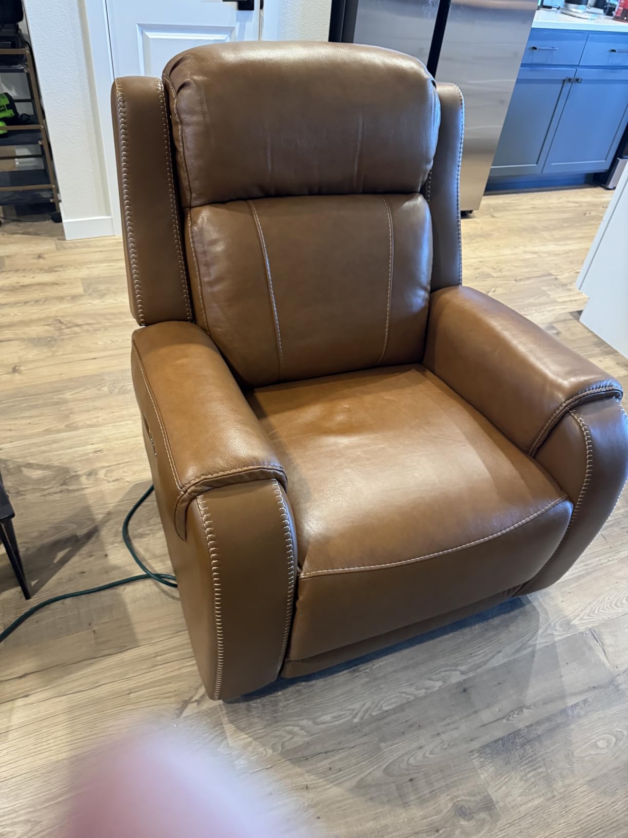 CHITA Wall Hugger Genuine Leather Power Recliner Chair, Dark Brown customer photo 1