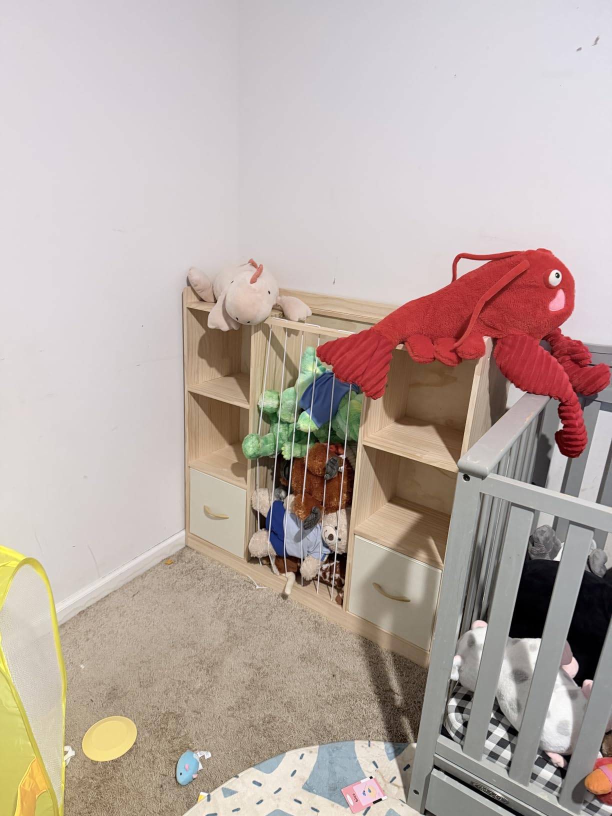 EXPERLAM 4-in-1 Toy Storage Organizer with Stuffed Animal Storage, Solid Pine Kids Bookshelf and Toy Shelf, 6 Cube Shelf with 2 Removable Drawers, Stuffed Animal Zoo for Kids Room, Playroom, Nursery customer photo 1