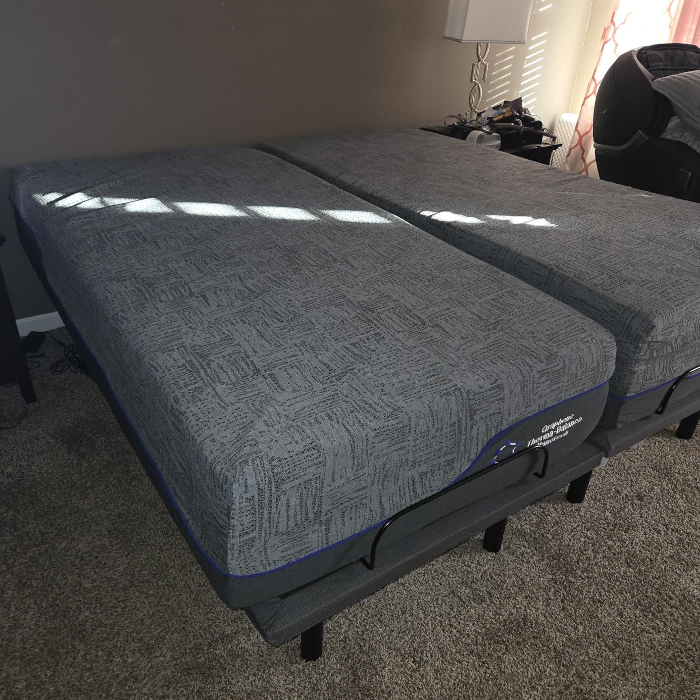 Amada Split King Adjustable Bed Frame and 14 Inch Cooling Gel Memory Foam Mattress Set, Massage, Head & Foot Incline, Wireless Remote, USB Ports, LED Night Light, Medium Firm Support customer photo 2