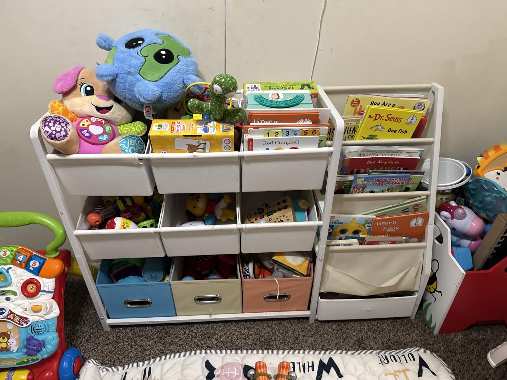 Toy Storage Organizer - Kids Bookshelf with 3 Shelf and 10 Storage Bins | Montessori Playroom Storage for Toddler, Baby, book shelf for kids rooms customer photo 1