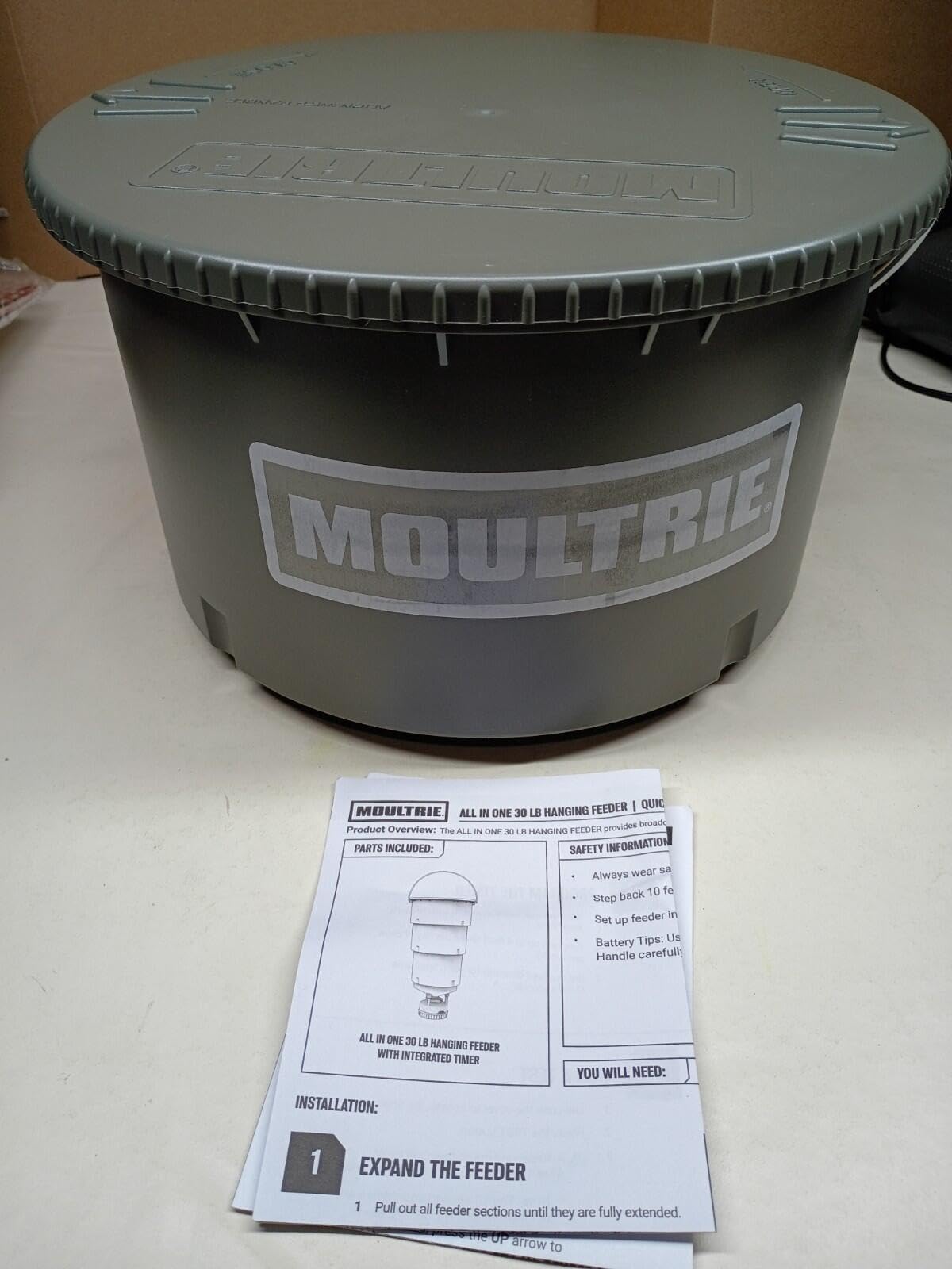 Moultrie All-in-One 30 Lb Hanging Deer Feeder - Bluetooth App Control, Pairs with Edge 3, Collapsible Pack-Down Design, MFG-15100 customer photo 1