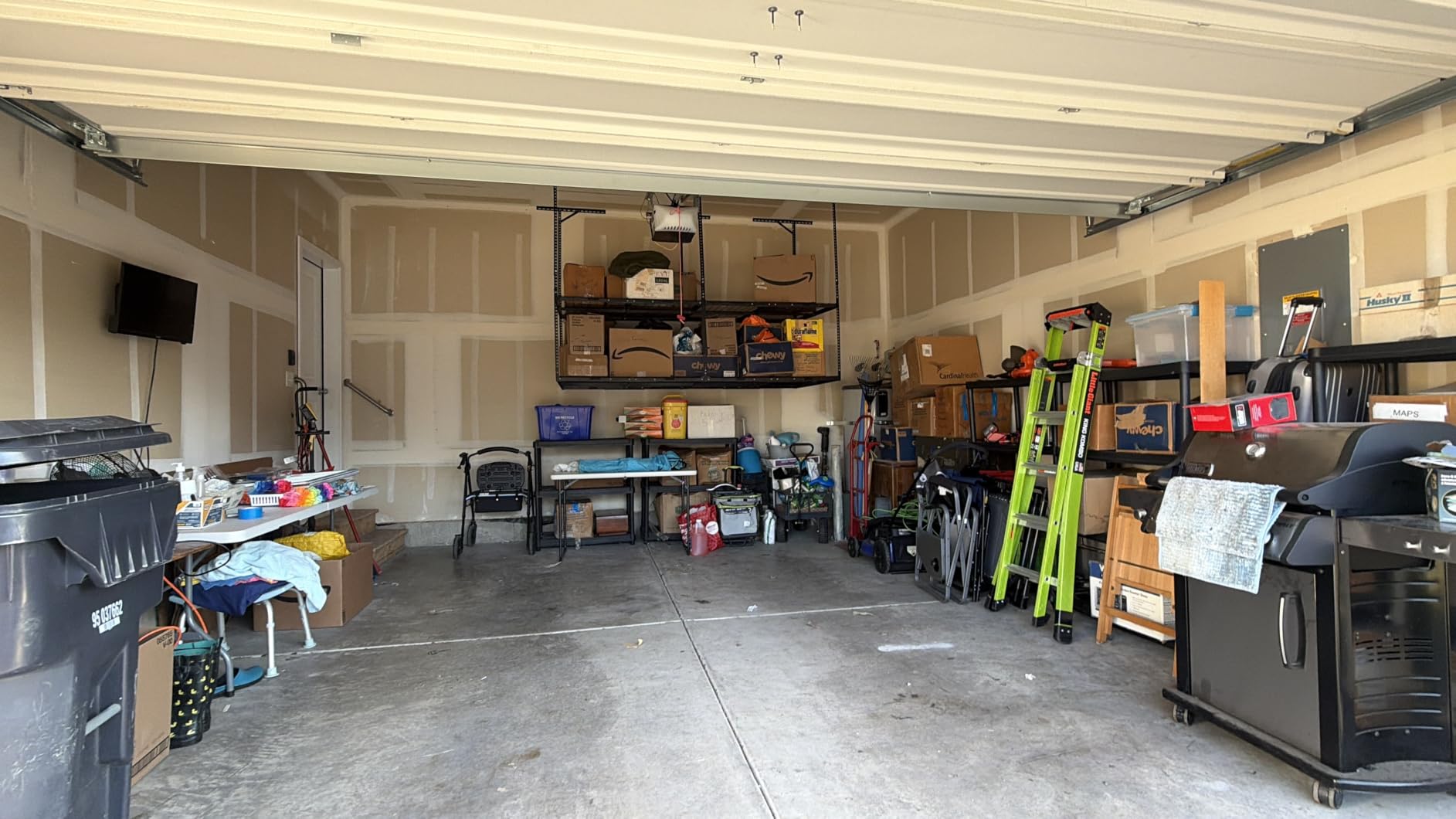 FLEXIMOUNTS 4x8 2-Tier Overhead Garage Storage Rack - Adjustable Heavy Duty Metal Garage Ceiling Storage Racks, 1000 lbs Capacity - Garages Organization System for 9-15 ft Tall Garages, Black customer photo 1