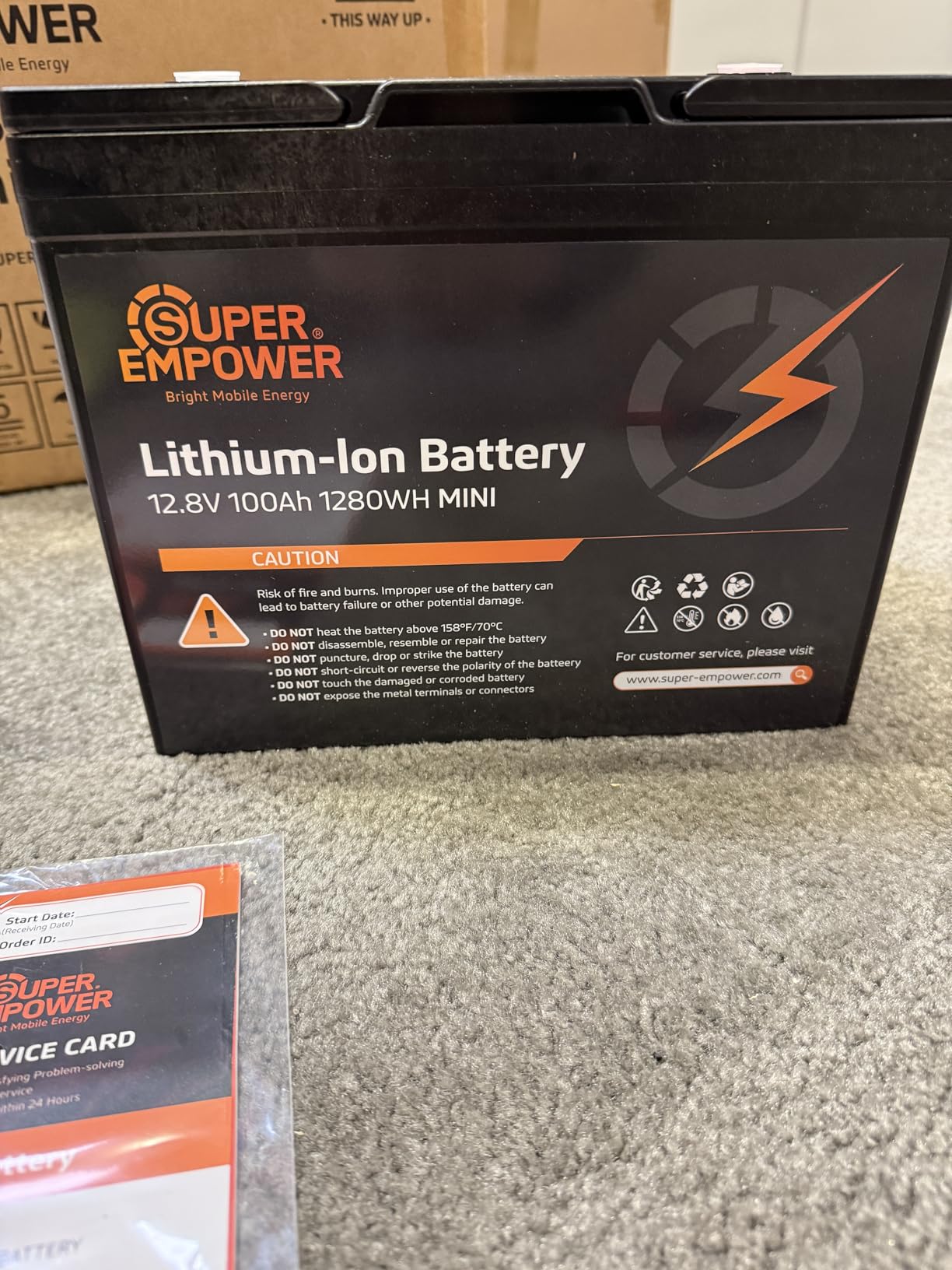 12V 100Ah LiFePO4 Lithium Battery, BCI Group 24 Deep Cycle Solar Battery with Low-Temp Protection, 100A BMS, 1280Wh, 15000 Cycles, 10-Year Lifespan for RV, Marine, Trolling Motor, Marine, Solar Use customer photo 1