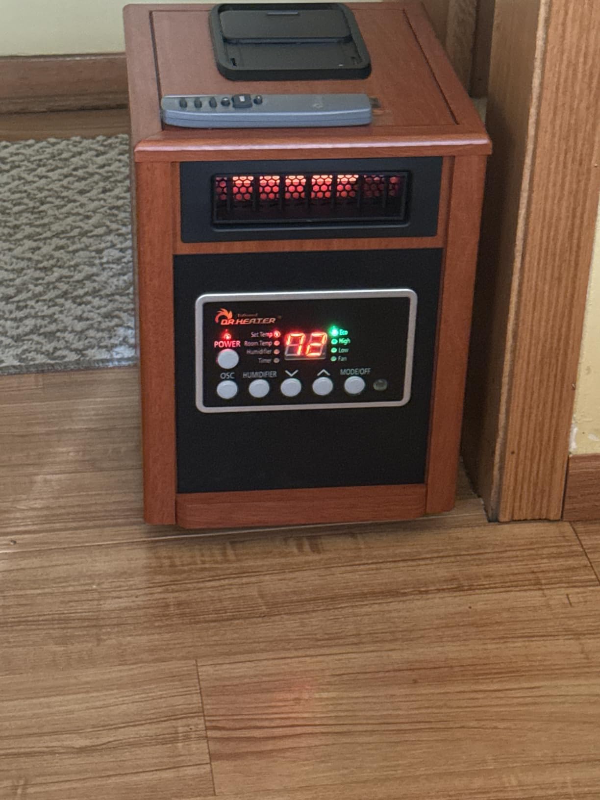 DR. Infrared Heater DR-123 Indoor Portable Space Heater with Remote Control, 1500W Dual Heating, 4 Wheels for Mobility, Programmable Timer, Thermostat, Ultra Quiet, Coffee customer photo 1
