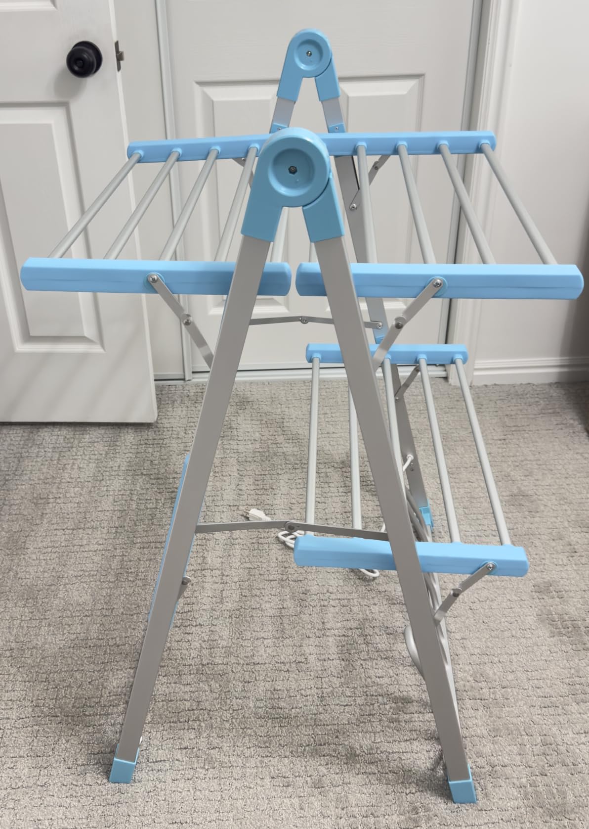 Electric Heating Clothes Drying Rack,Foldable Clothes Drying Rack,Suitable for Drying Clothes, Shoes and Socks.Plug & Play,Silvery Gray,Aluminum Alloy,One-Click Switch(39.37×52.56×25.98in) customer photo 1