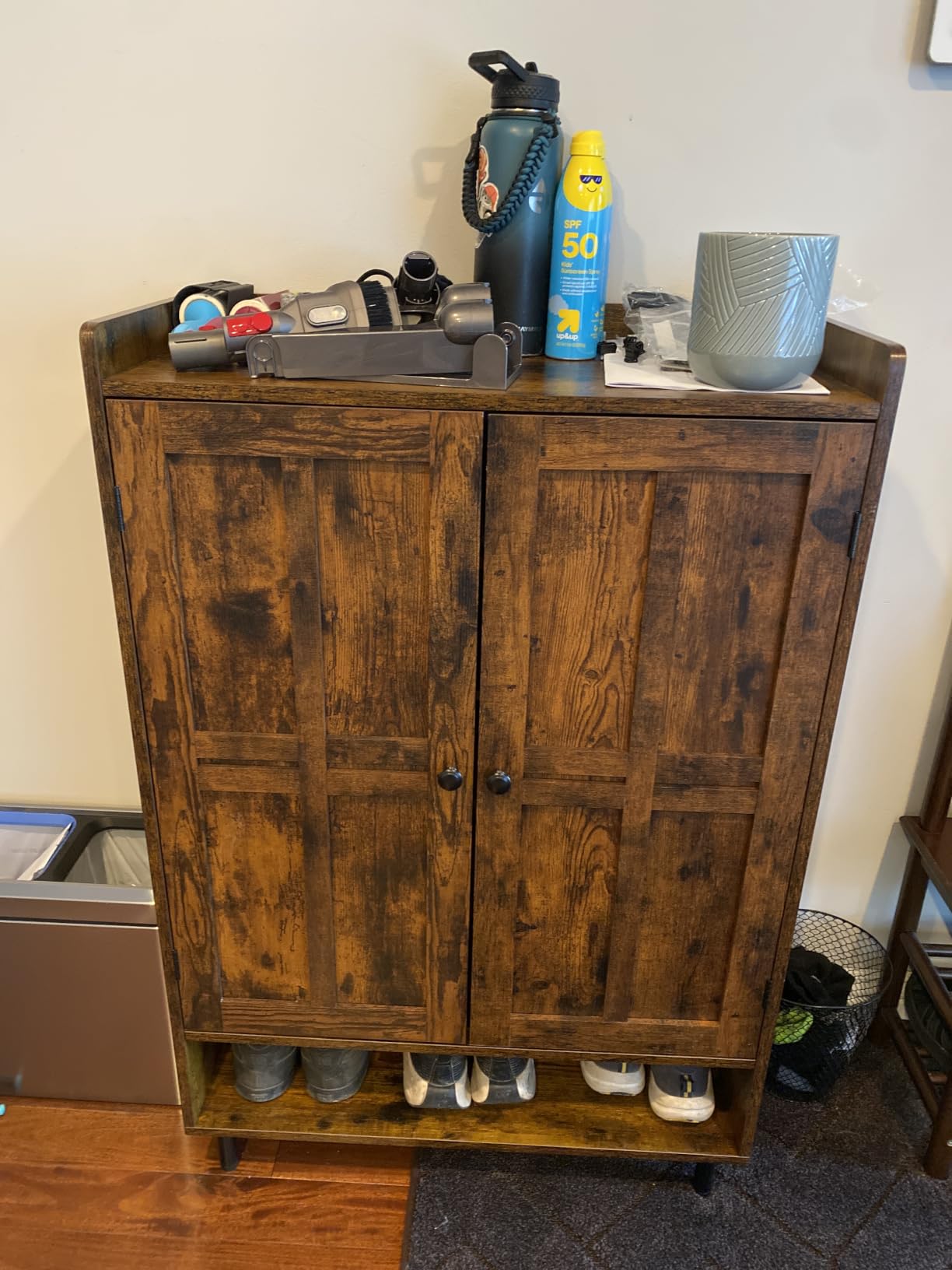 ComfyCorner Black 7+1 Tier Farmhouse Shoe Storage Cabinet - 45