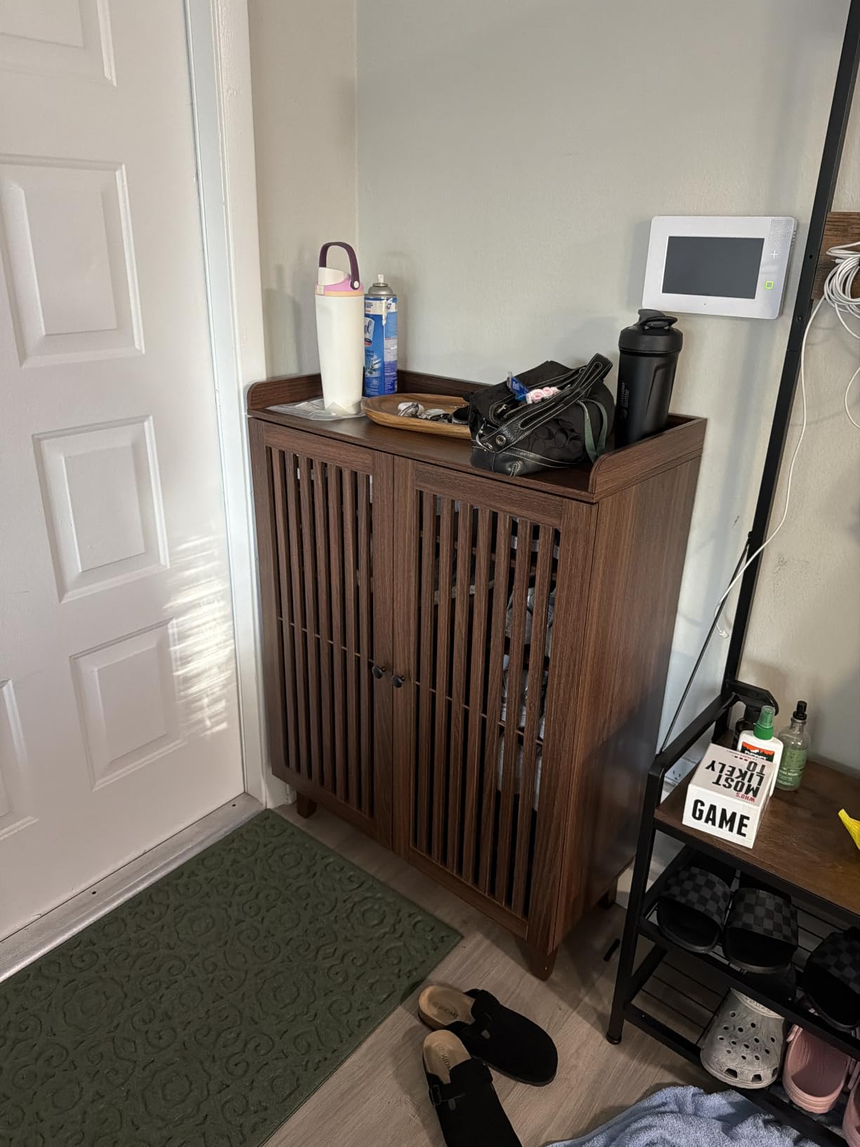 IRONCK Shoe Cabinet with Slatted Doors, 6-Tier Shoe Storage Cabinet with Adjustable Shelves, Wooden Shoe Rack Organizer for Entryway, Hallway, Closet, Living Room, Walnut customer photo 2