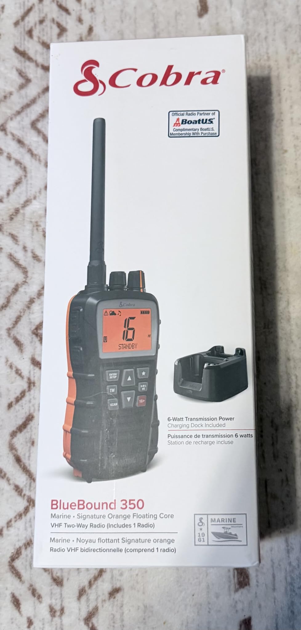 Cobra BlueBound 350 VHF Handheld Marine Radio, Black - 6-Watt, Floats | Long Range, NOAA Weather Alerts, International Functionality, IPX7 Waterproof, USB-C, Submersible, LCD Screen, Belt Clip customer photo 2