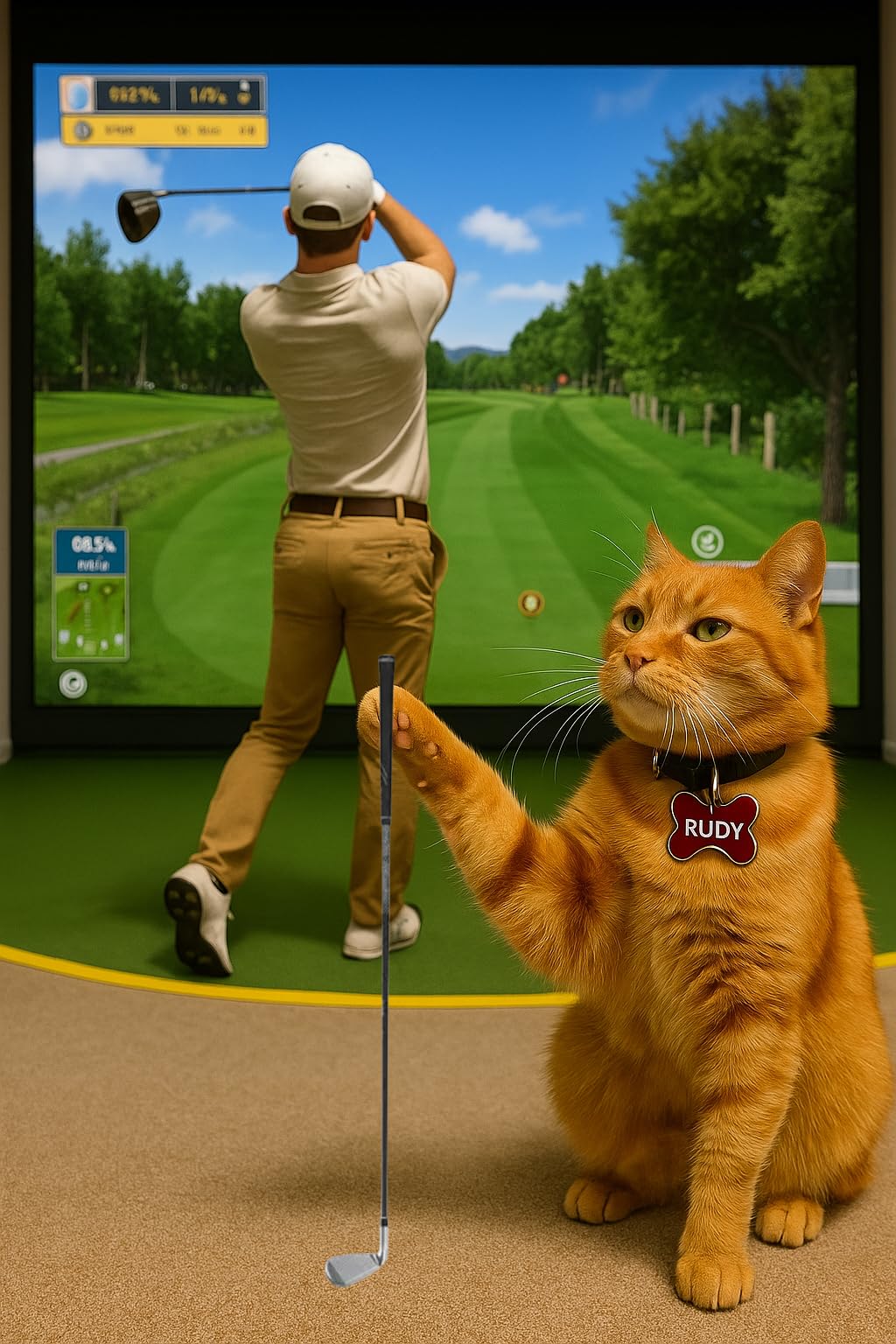 Golf Simulator Impact Screen, 3D Air Mesh Impact Screen for Golf Training Indoor/Outdoor, HD Projector Screen for Home Hitting Practice with Grommet Holes & Bungee Cords customer photo 2