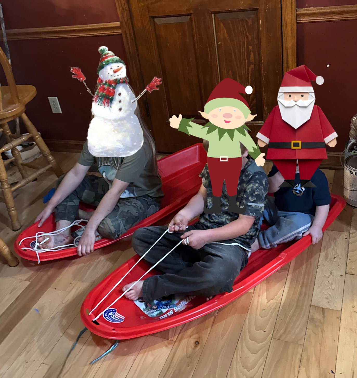 Flexible Flyer Winter Lightning Snow Sleds for Kids and Adults (Red) - 48 Inch Toboggan Style Plastic Sled with Hard Bottom for Fast, Smooth Rides - 1 or 2 Riders customer photo 1