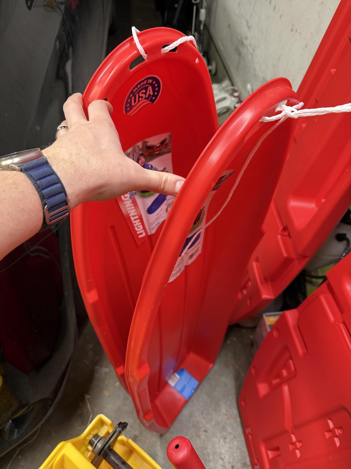 Flexible Flyer Winter Lightning Snow Sleds for Kids and Adults (Red) - 48 Inch Toboggan Style Plastic Sled with Hard Bottom for Fast, Smooth Rides - 1 or 2 Riders customer photo 2