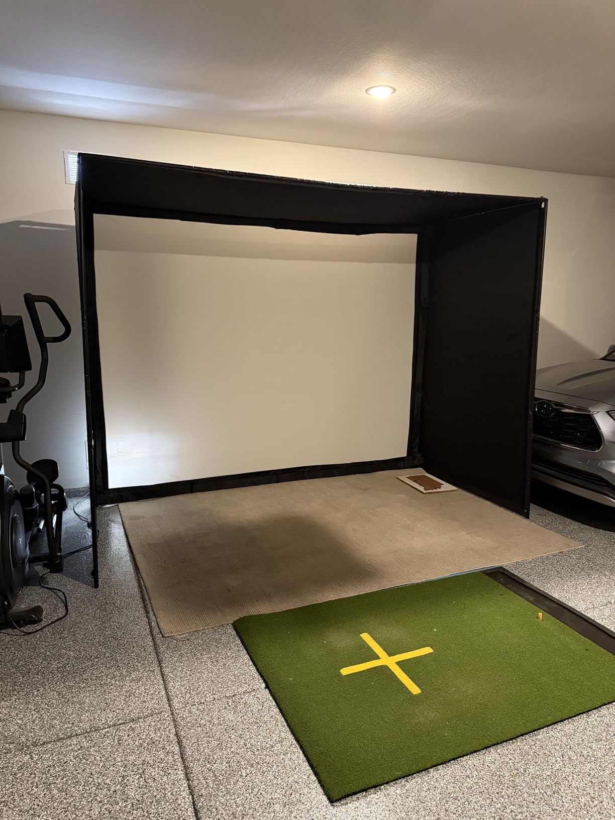 Golf Simulator Enclosure for Home 10x8 ft Cage with HD Impact Sim Screen Two Shank Nets and Corner Foam Padding for Practice at Indoor Garage customer photo 1