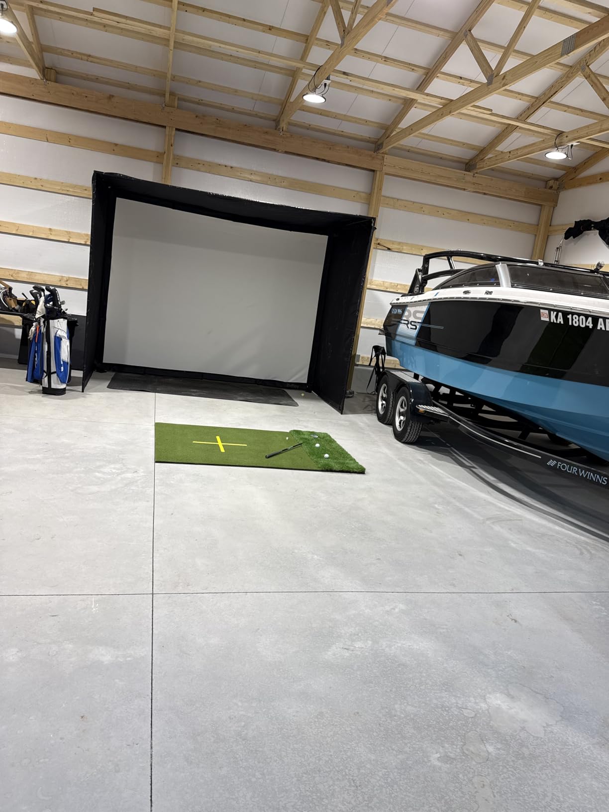 Golf Simulator Enclosure for Home 10x8 ft Cage with HD Impact Sim Screen Two Shank Nets and Corner Foam Padding for Practice at Indoor Garage customer photo 2