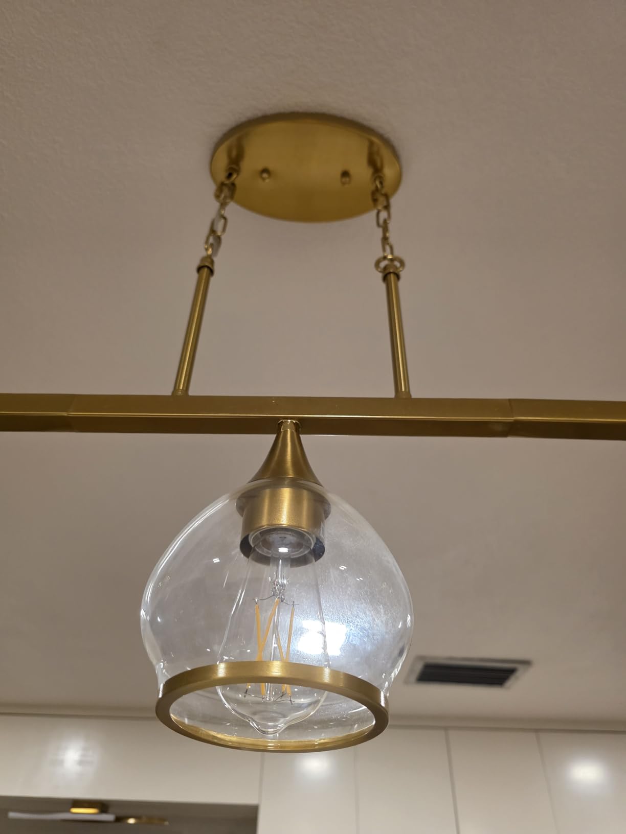 Kitchen Island Linear Pendant Light, 4-Light Gold Dining Room Chandelier with Clear Glass Globe Shades customer photo 1