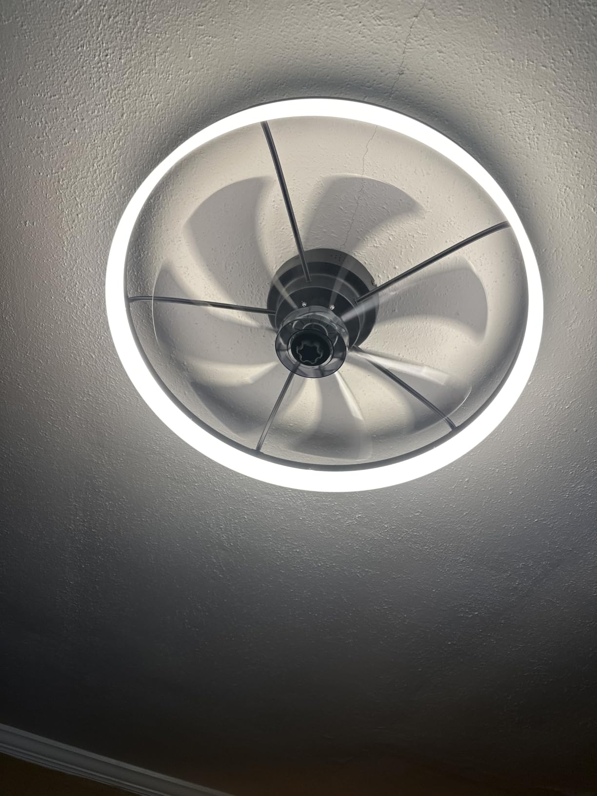 VOLISUN Low Profile Ceiling Fans with Lights and Remote, 24in Fandelier Ceiling Fan Flush Mount, 3000K-6500K Smart Bladeless LED Fan Light, Black Modern Ceiling Fans with Lights for Bedroom customer photo 2