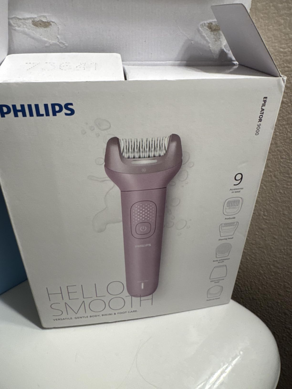 Philips Epilator Series 9000 - Cordless Wet and Dry Electric Epilator, Hair Removal for Legs, Body and Bikini, with ProGuide, 9 Accessories Including Pedicure Head, 60 min. Runtime, Model BRE728/00 customer photo 2