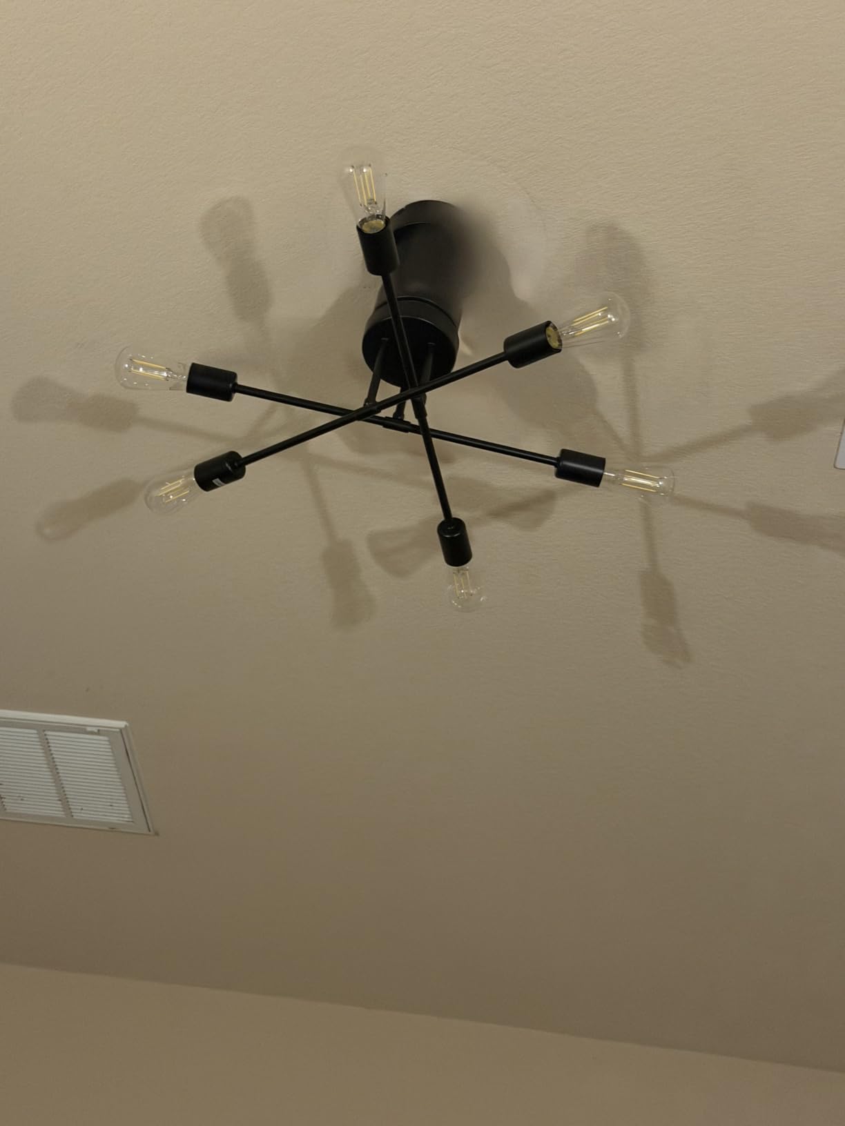 VbiTmn 6 Light Black Sputnik Ceiling Fan Lights, 21.2