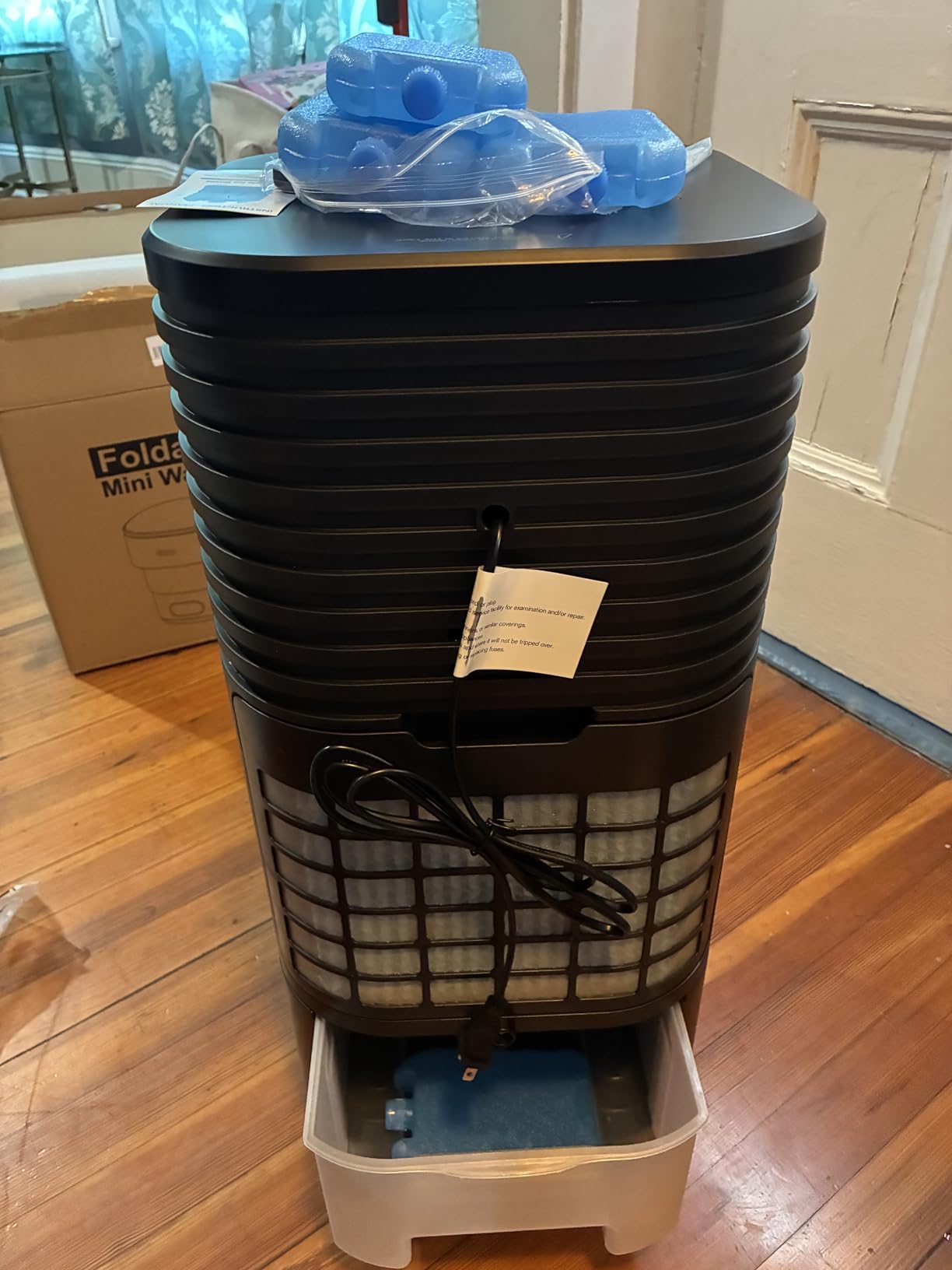 Evaporative Air Cooler, 2100 CFM Windowless Air Conditioner Portable for Room, 3 Speed Swamp Cooler, 4 Ice Packs, 8 Gallon Cooling Fan & 4Scroll Casters, Evaporative Cooler for Garage Outdoor customer photo 2