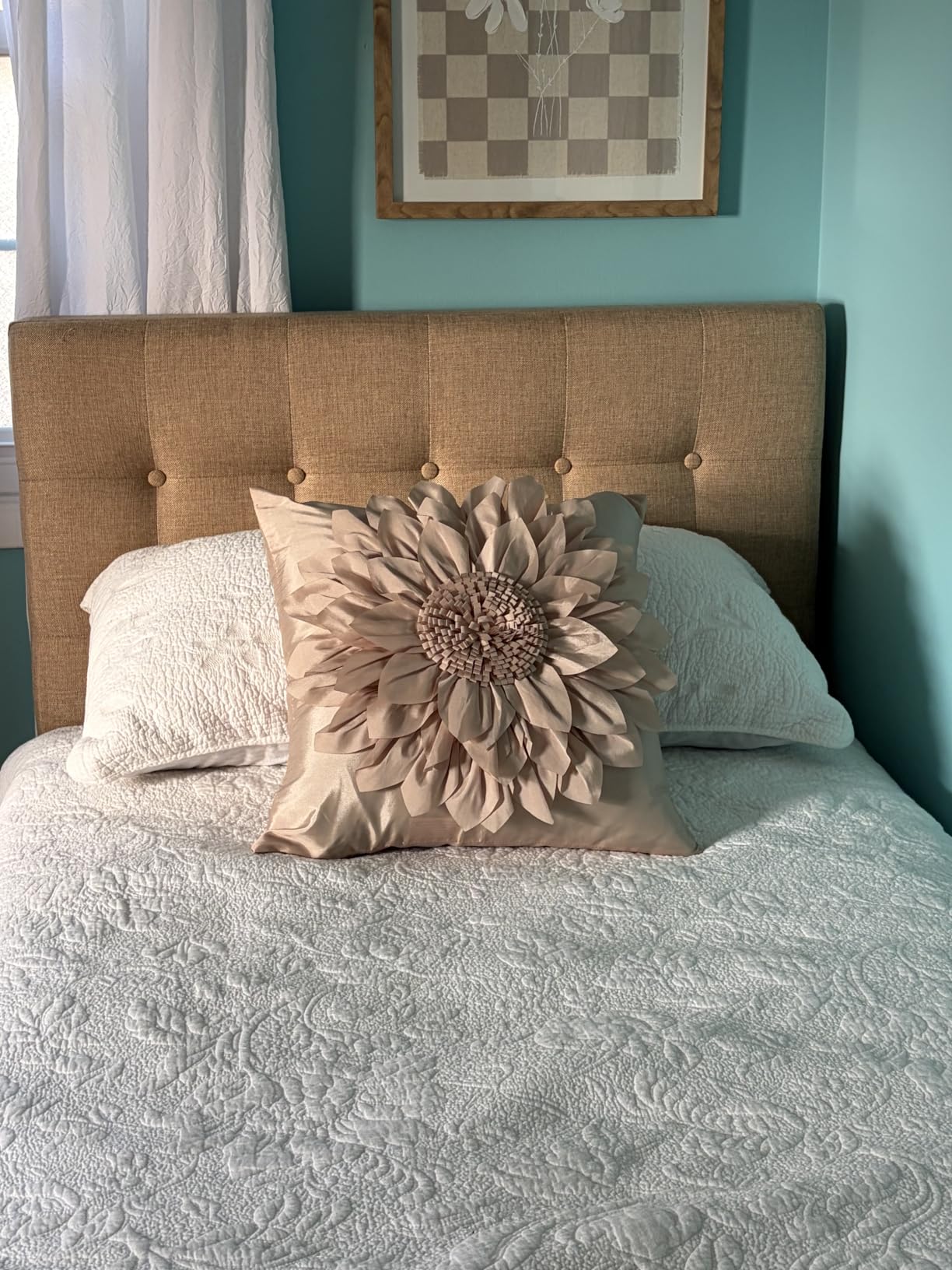 Modway Emily Tufted Button Linen Fabric Upholstered King Headboard in Ivory customer photo 2