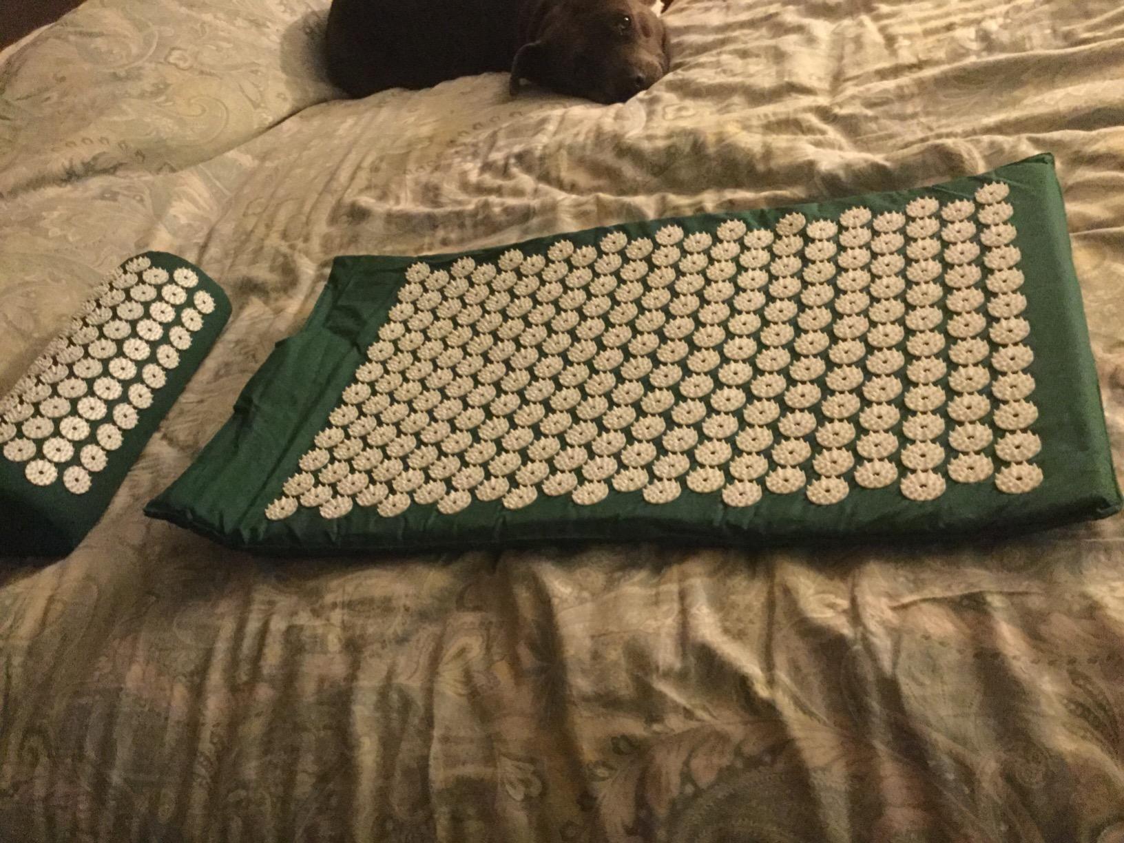 Sivan Acupressure Mat & Pillow Set for Back & Neck (Large, Black/White) | Grounding for stress and pain, acupuncture-point massage, muscle relaxation, sciatica and meditation; includes carry bag. customer photo 2