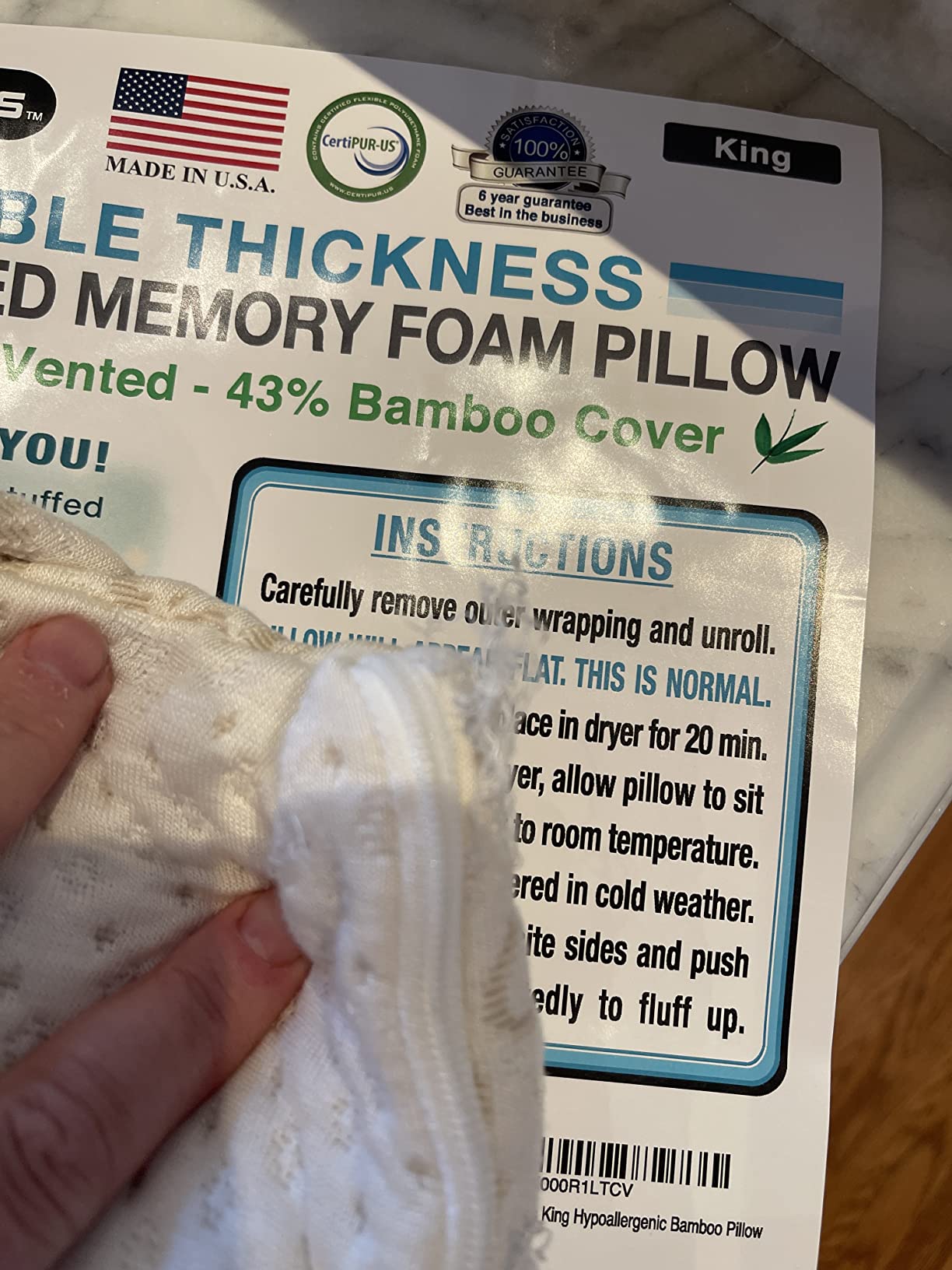 Xtreme Comforts Pillows for Sleeping - Adjustable King Memory Foam Pillow for Side, Back & Stomach Sleepers w/Removable Cooling Zipper Cover - Made in The USA customer photo 1