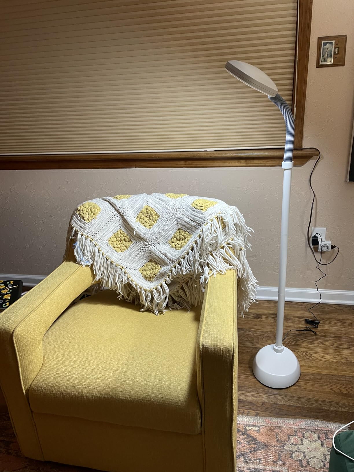 Brightech Litespan - Bright LED Floor Reading Lamp for Over Chair Crafts and Reading, Estheticians' Light for Lash Extensions, Adjustable Standing Lamp for Living Room, Bedroom, Office - Havana Brown customer photo 1