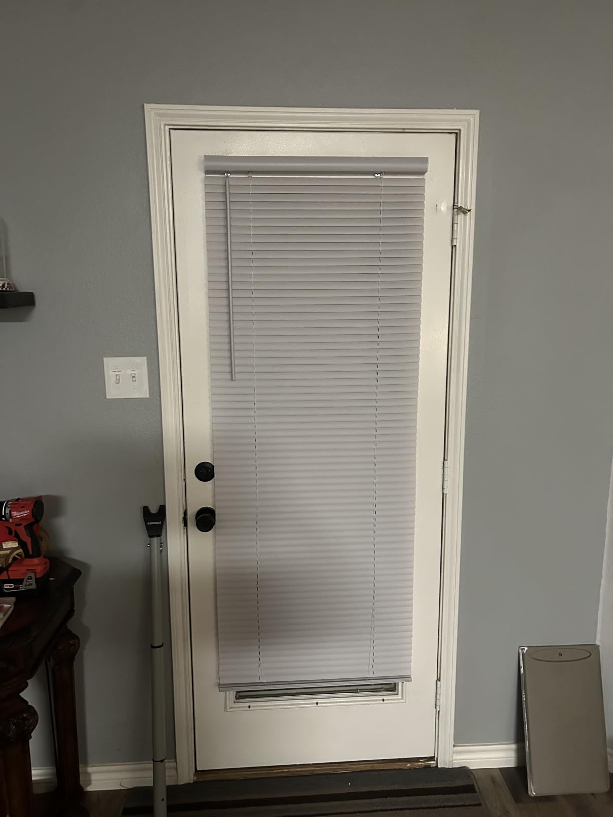 Cordless Light Filtering Mini Blind, 27 x 64 in, Pearl White | Cordless Lift and Light-Filtering Control: Slat-Based Blind Construction with Adjustable Light Control. customer photo 1