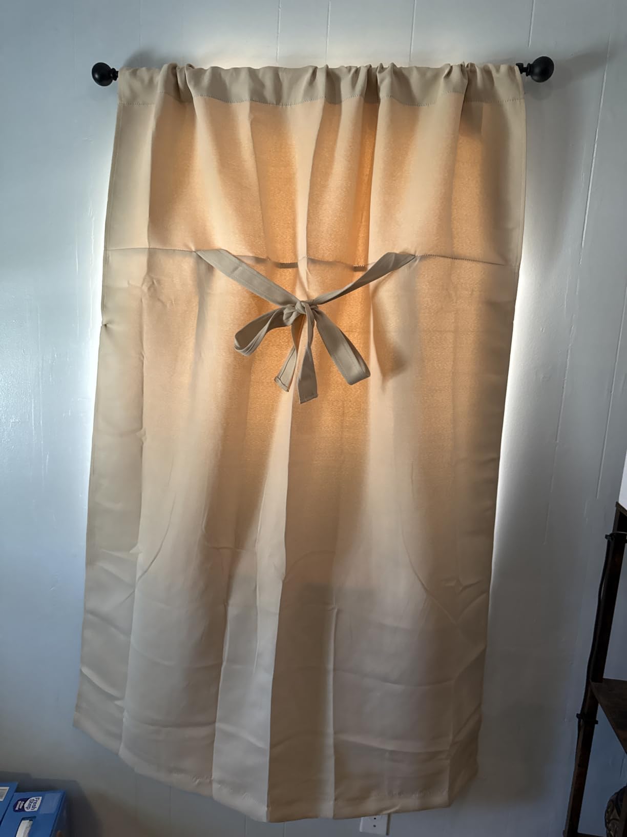 NICETOWN Thermal Insulated Blackout Short Curtain - Bathroom Curtain Gray Tie Up Shade for Small Window, Window Valance Balloon Roman Blind (Rod Pocket Panel, 46 inches W x 63 inches L) customer photo 2