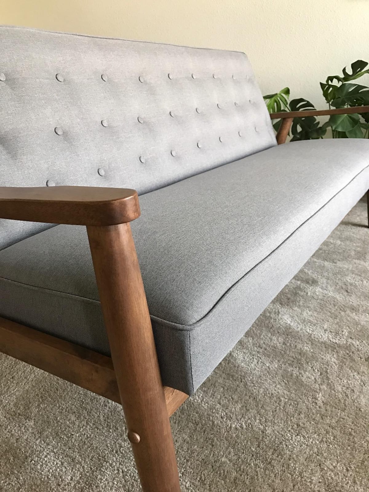Baxton Studio Sorrento Mid-Century Retro Modern Faux Leather Upholstered Wooden 3-Seater Sofa, Black customer photo 1