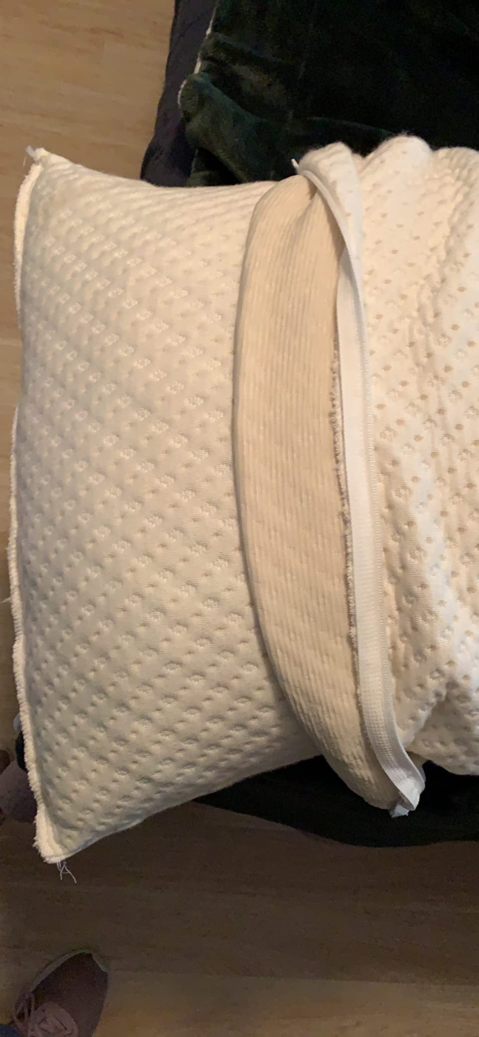 Snuggle-Pedic Pillow Covers - Zippered Queen Pillow Protector w/Kool Flow Technology, 20x30 Inches - Made in The USA customer photo 2