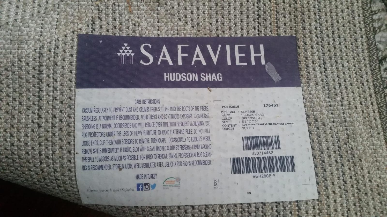 SAFAVIEH Hudson Shag Rug 8x10, Plush Trellis Large Ivory & Beige SGH280D customer photo 2