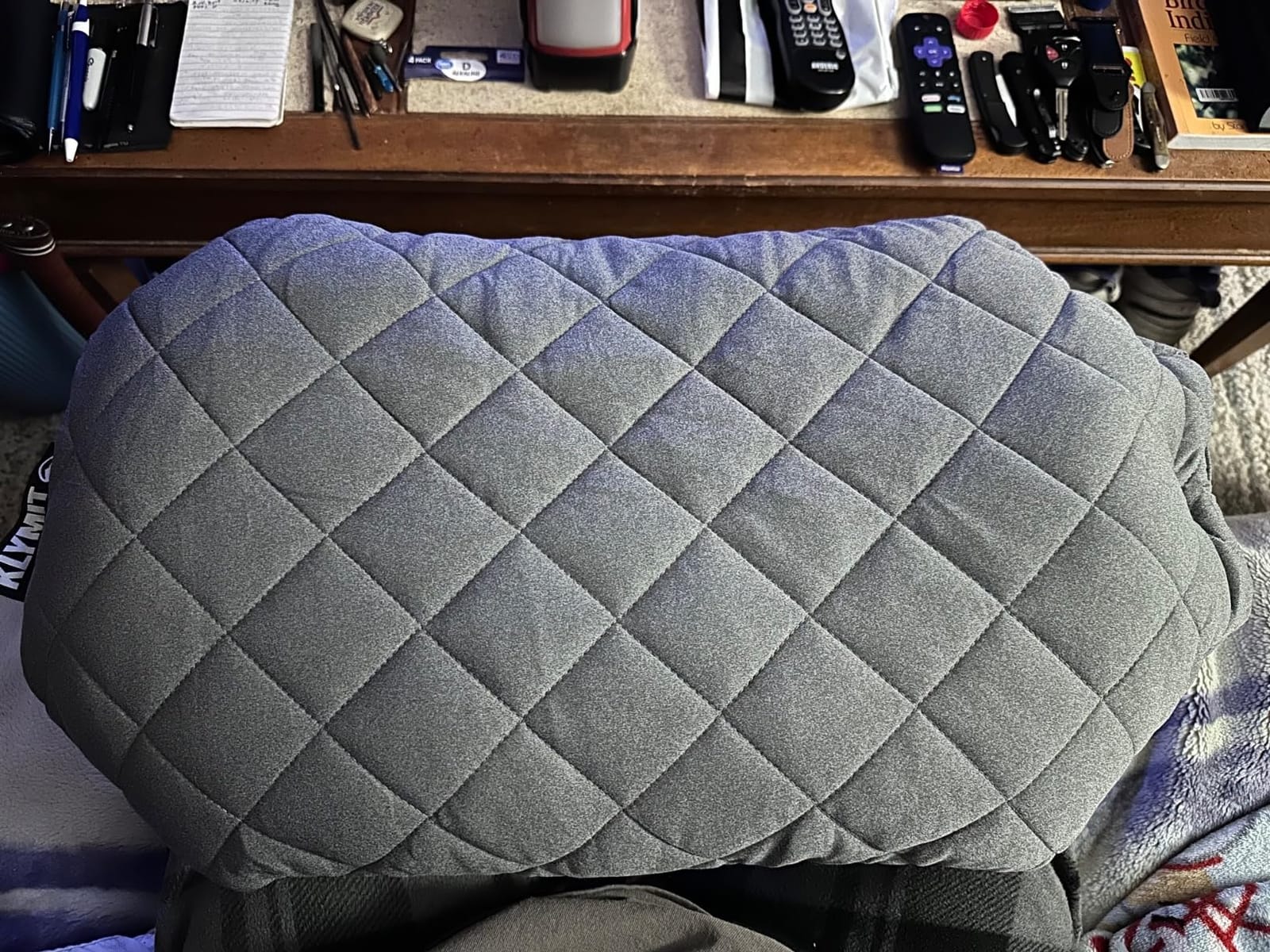 Klymit Luxe Travel Pillow, Lightweight Inflatable Hybrid Airplane, Backpacking, Hammock, and Camping Pillow, Grey customer photo 2
