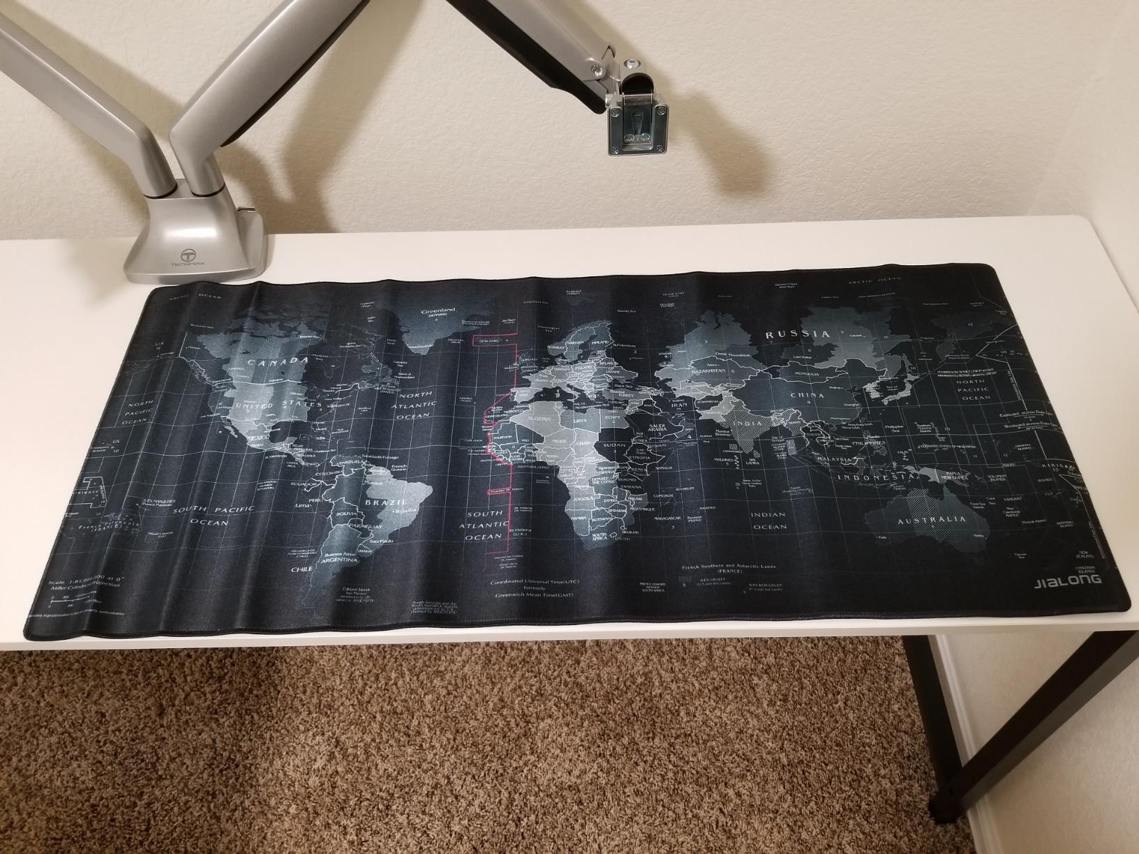 JIALONG Large Gaming Mouse Pad Extended Desk Mat XXL Mousepad with Non-Slip Keyboard Pad for Office Laptop, Computer and PC - 35.4 x 15.7 inches World Map customer photo 1