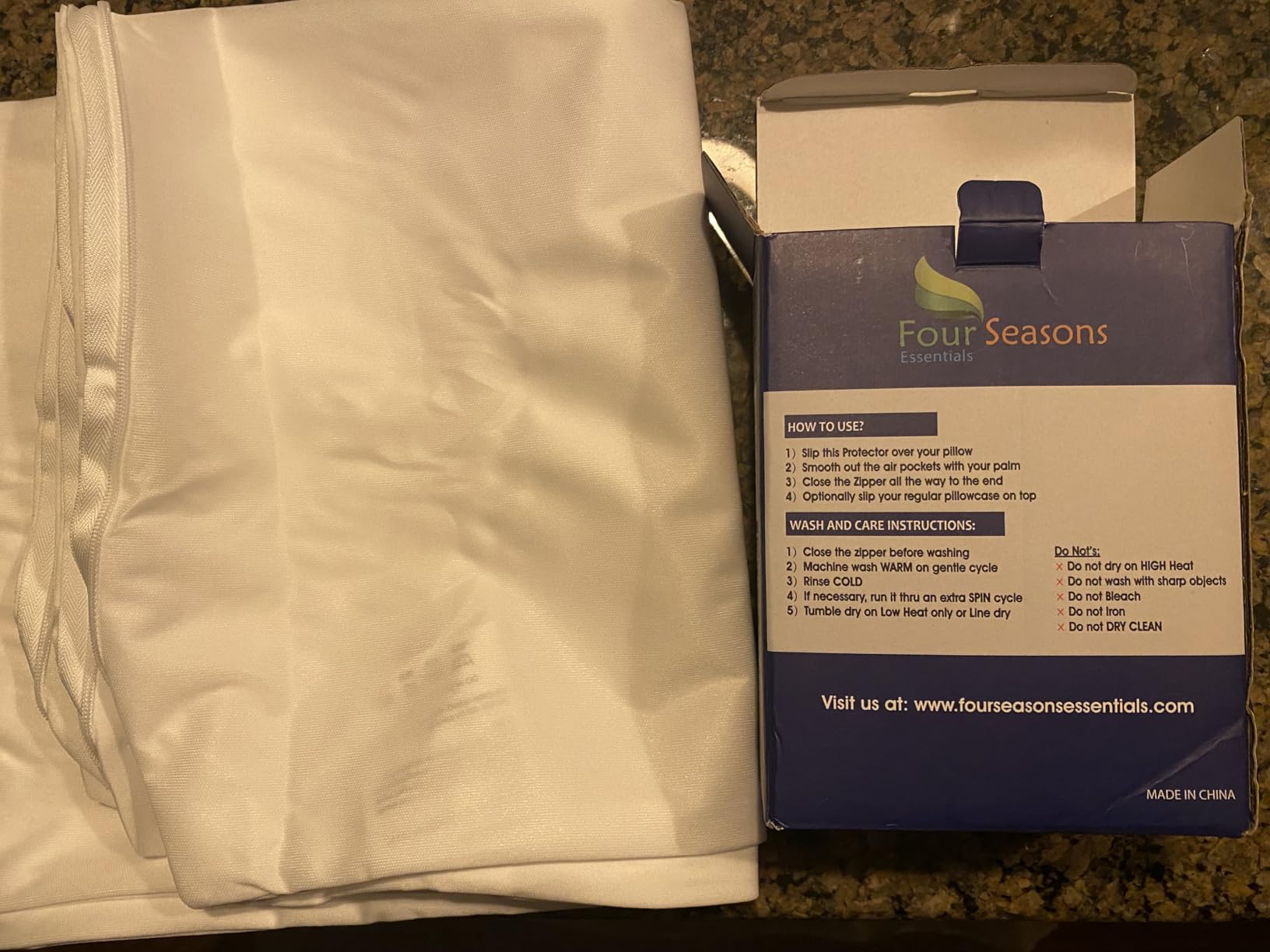 Four Seasons Essentials Standard Pillow Protectors (Set of 2) – Zippered Waterproof Pillow Covers Hypoallergenic Dust Proof Pillowcase Encasement Cover customer photo 1