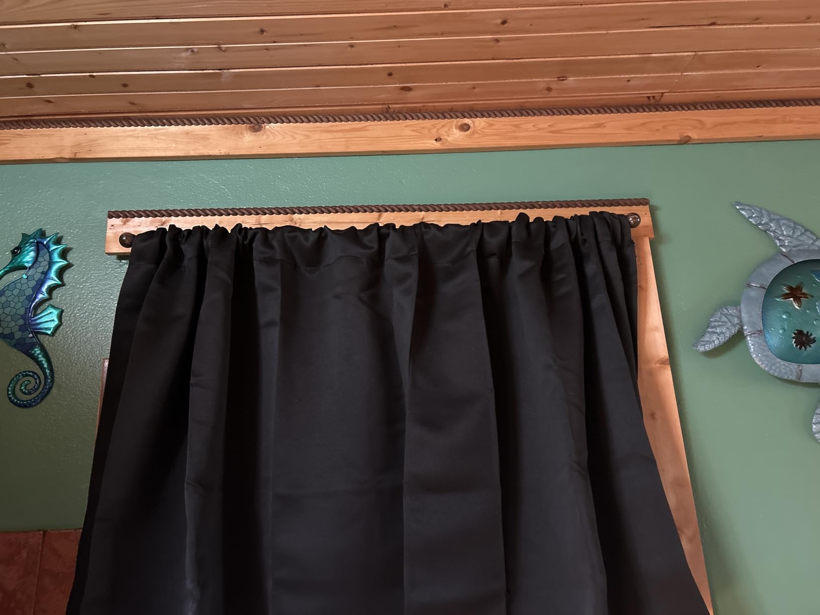 PONY DANCE Kitchen Window Curtains Over Sink(2 Panels, Black, 42