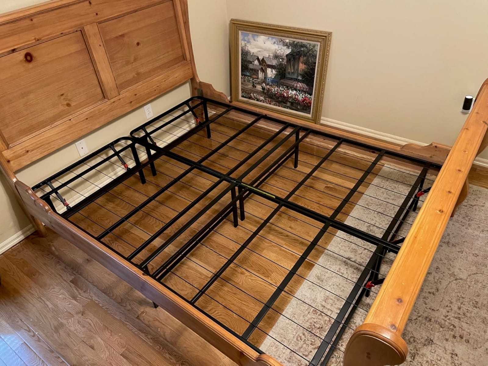 Amazon Basics Bed Frame with Storage, Foldable Metal Platform, Sturdy Steel, No Box Spring Needed, 14 inches High, Tool-Free Easy Assembly, Noise-Free, King Size, Black customer photo 1