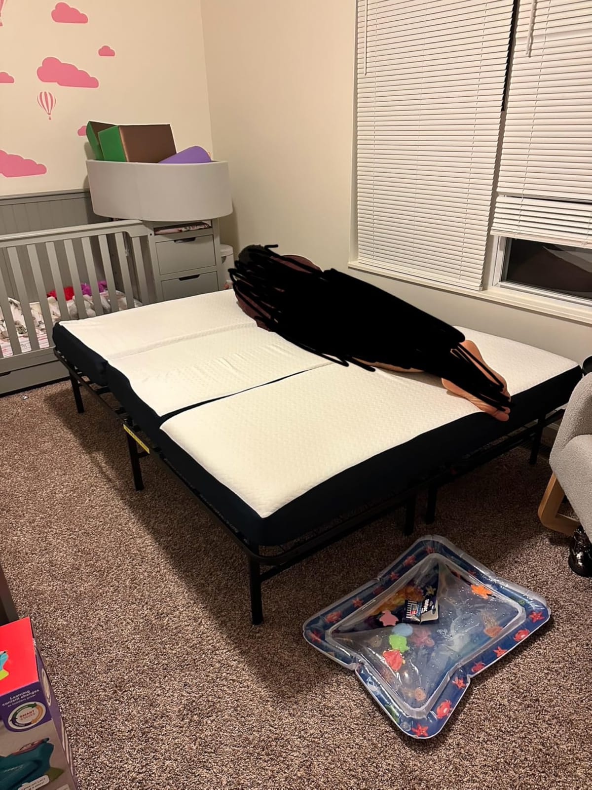 Amazon Basics Bed Frame with Storage, Foldable Metal Platform, Sturdy Steel, No Box Spring Needed, 14-inch High, Tool-Free Setup, Noise Free, Easy Assembly, Queen Size, Black customer photo 1
