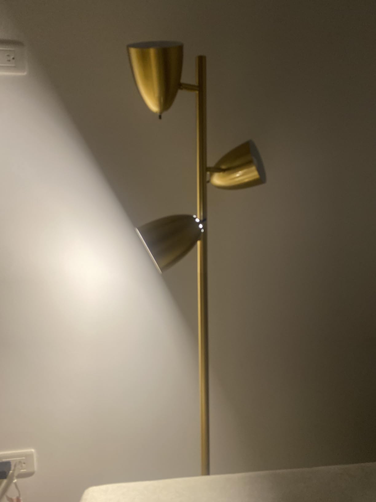 Brightech Jacob LED Standing Lamp, Modern Bright Floor Lamps for Living Rooms & Bedrooms, Tall LED Lighting Lamp with Adjustable 3 Light Tree – Antique Brass/Gold customer photo 2