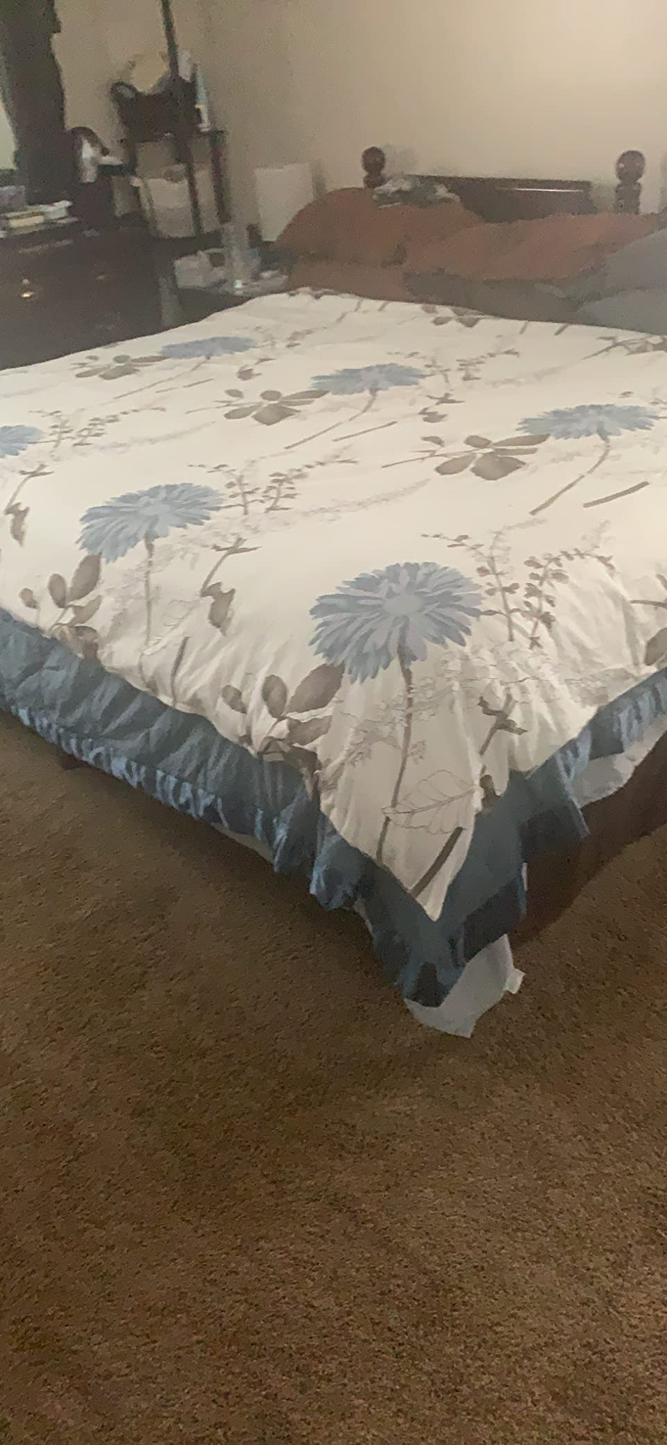 Swanson Beddings Daisy Silhouette Reversible Floral Print 3-Piece 100% Cotton Bedding Set: Duvet Cover and Two Pillow Shams (King) (Comforter NOT Included) customer photo 2