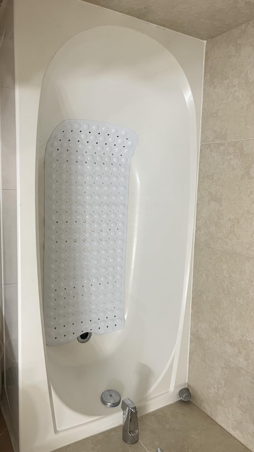 YINENN Bath and Shower Safety Mats 40x16 inch, Non Slip with Suction Cups for Bathroom Stall and Tub Floor, Extra Large and Machine Washable, Drain Holes Keep Bathtub Clean, Clear customer photo 1