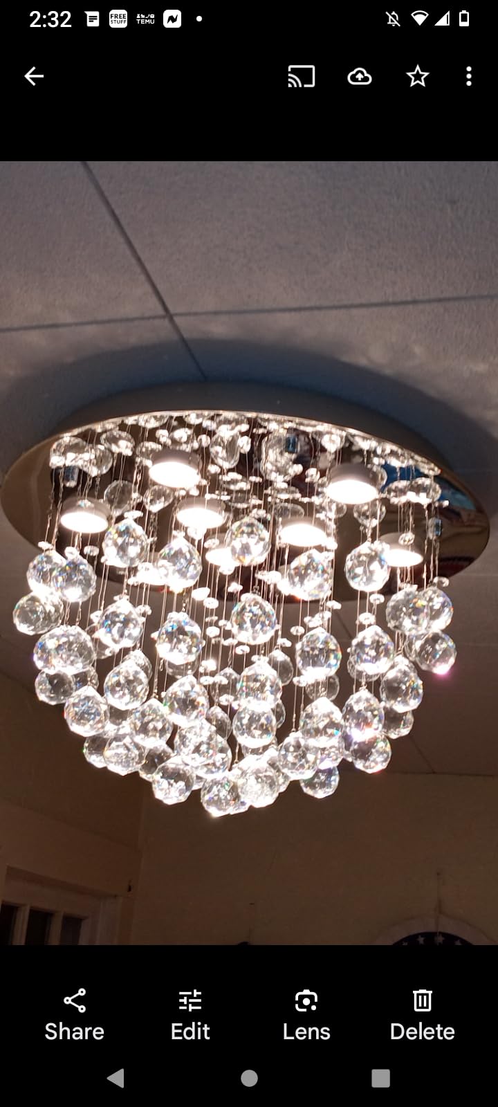 Saint Mossi 6-Lights Modern Chandelier K9 Crystal Lighting Fixture,Modern Flush Mount Ceiling Light Fixtures Raindrop Chandelier for Bedroom,Dining Room, Living Room, H13 x D20 customer photo 2