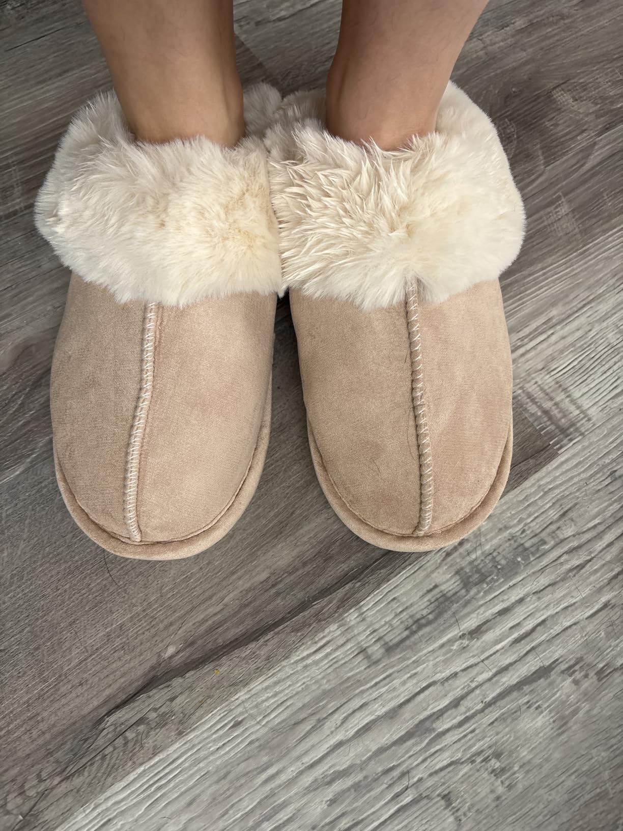 Donpapa Womens Fuzzy Slippers Memory Foam Warm Cozy Indoor House Shoes customer photo 2