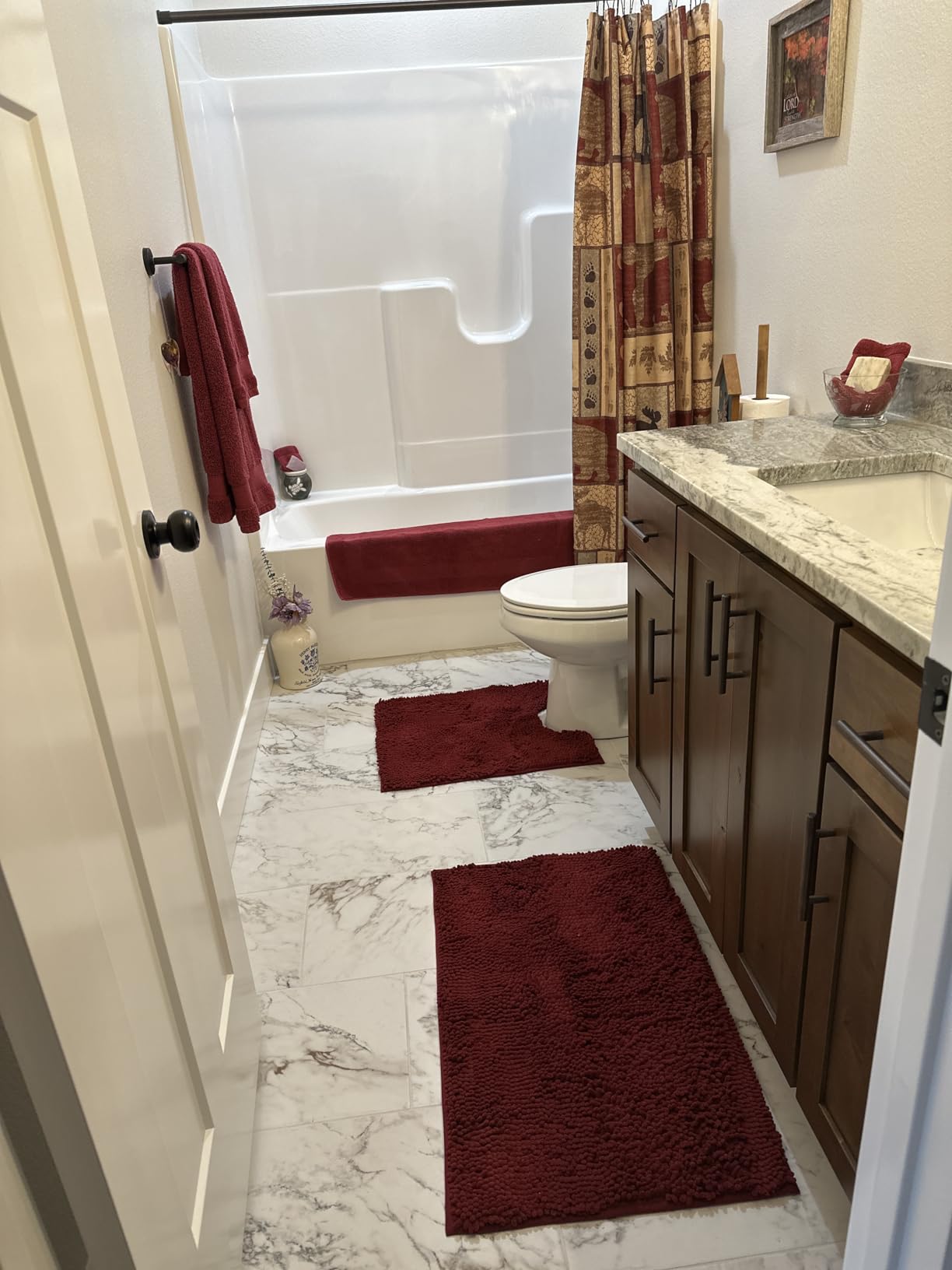 HOMEIDEAS Grey Chenille Bathroom Rugs Set of 3, Non Slip Bath Mat | Super Absorbent, Soft Microfiber, Machine Washable, Stain Resistant, for Bathroom Decor customer photo 2