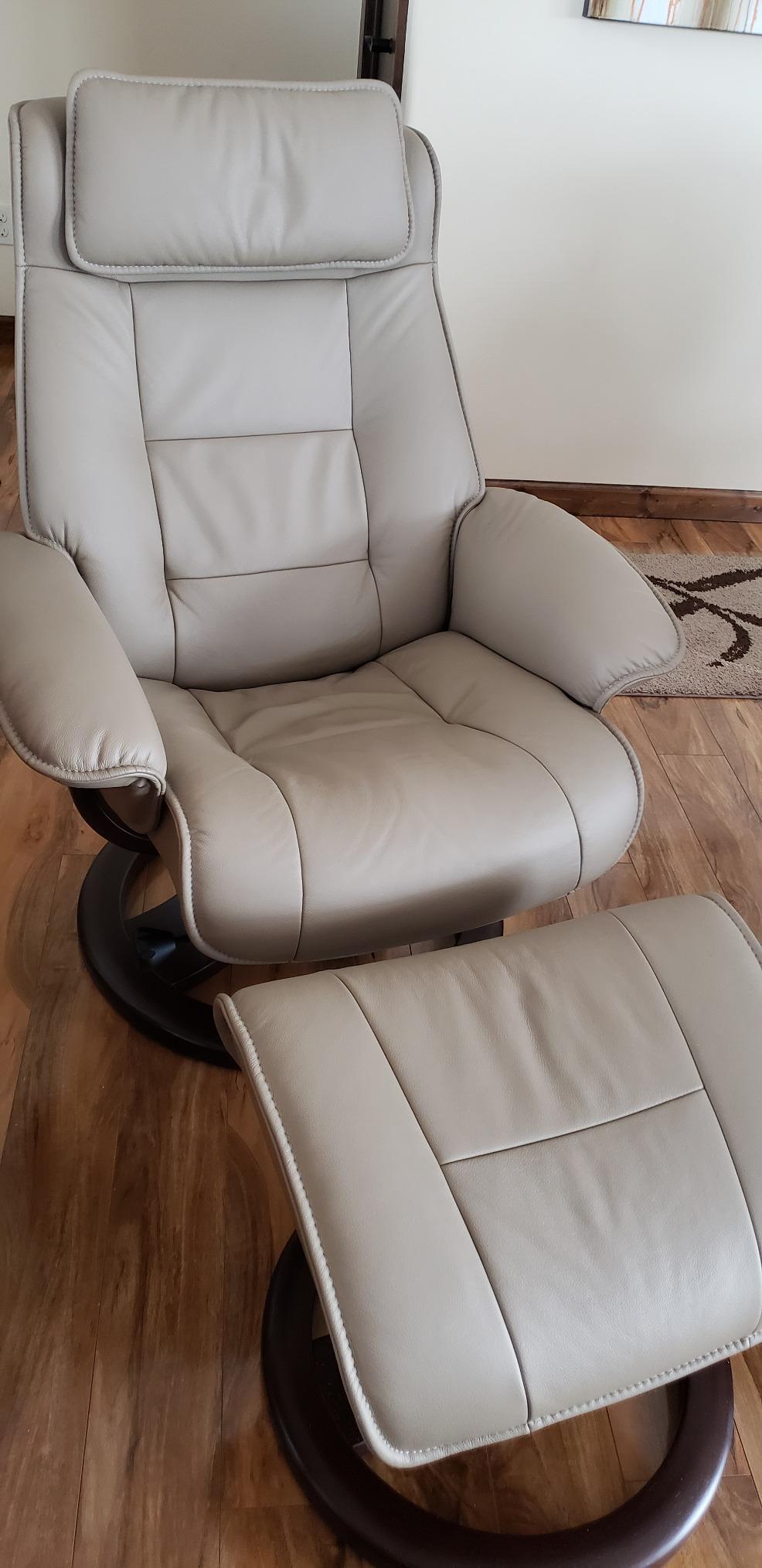 Fjords Mustang Large Leather Recliner Chair and Ottoman Norwegian Ergonomic Furniture Nordic Line Genuine Havana Dark Brown Leather Espresso Wood customer photo 2